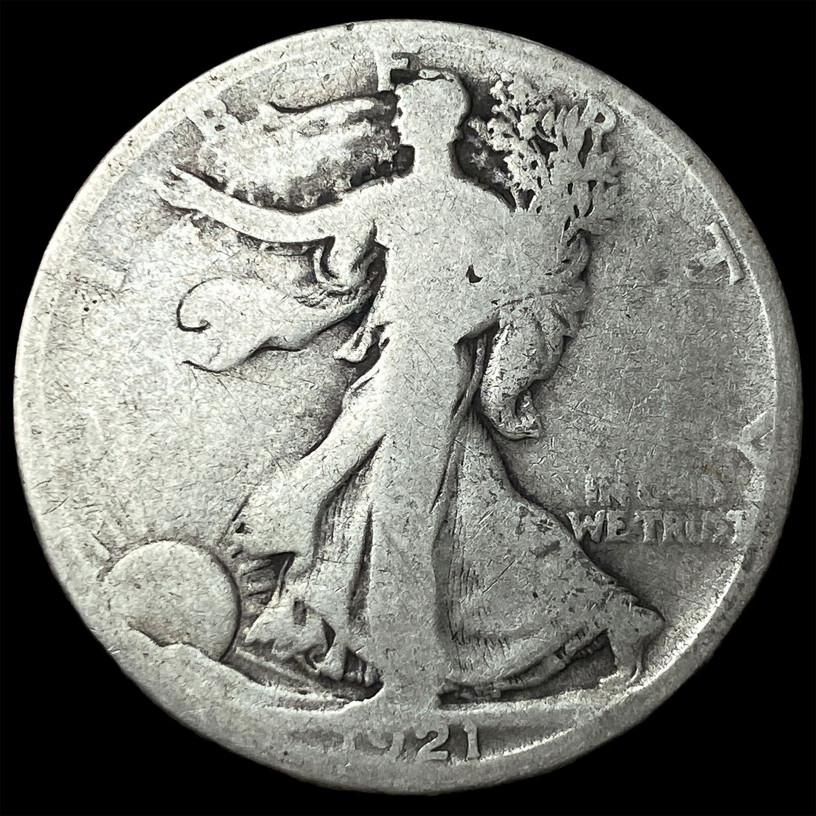 1921-D Silver Walking Liberty Half Dollar NICELY CIRCULATED: 1921-D Silver Walking Liberty Half Dollar NICELY CIRCULATED