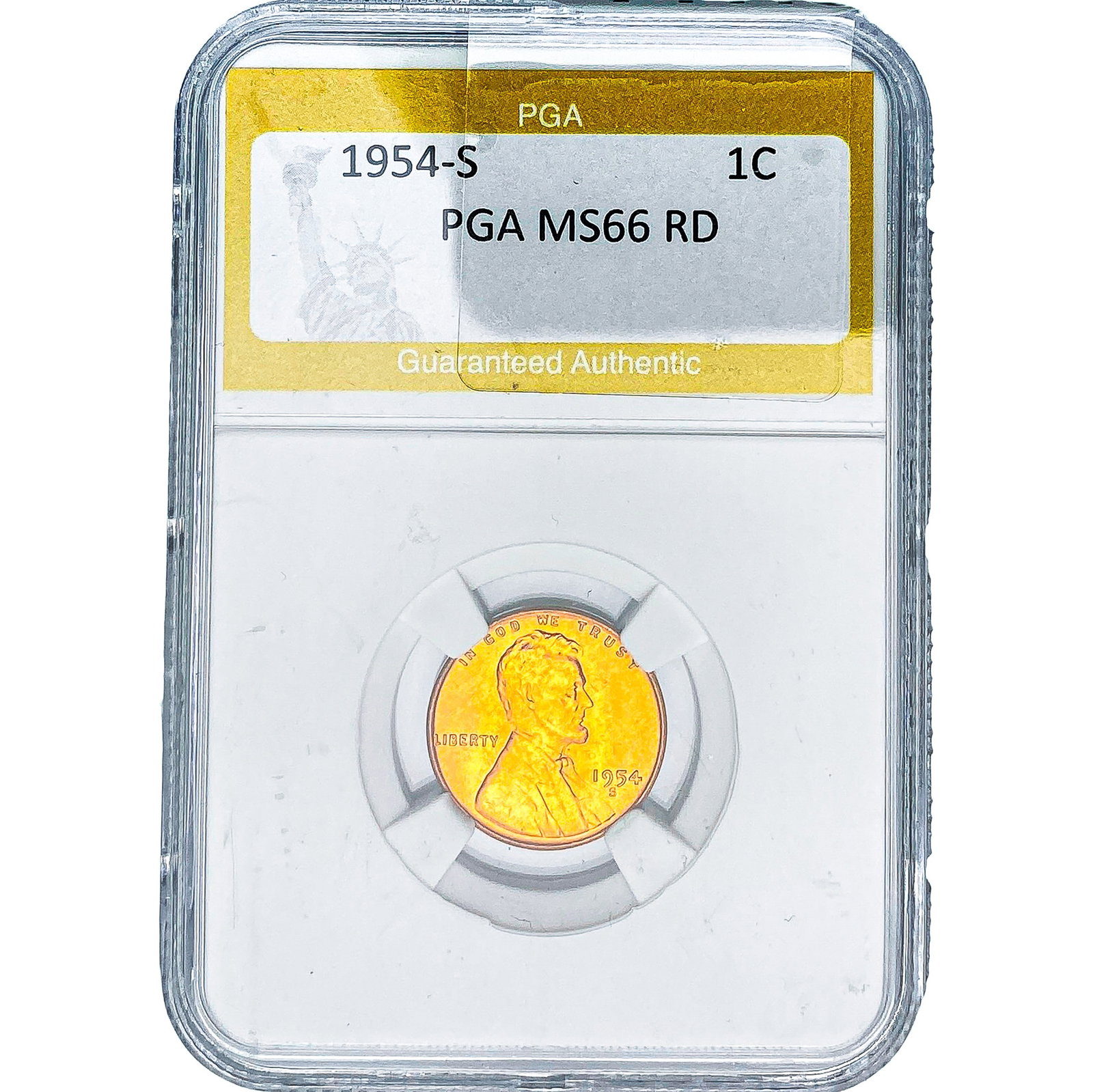 1954-S Wheat Cent PGA MS66 RD: 1954-S Wheat Cent PGA MS66 RD