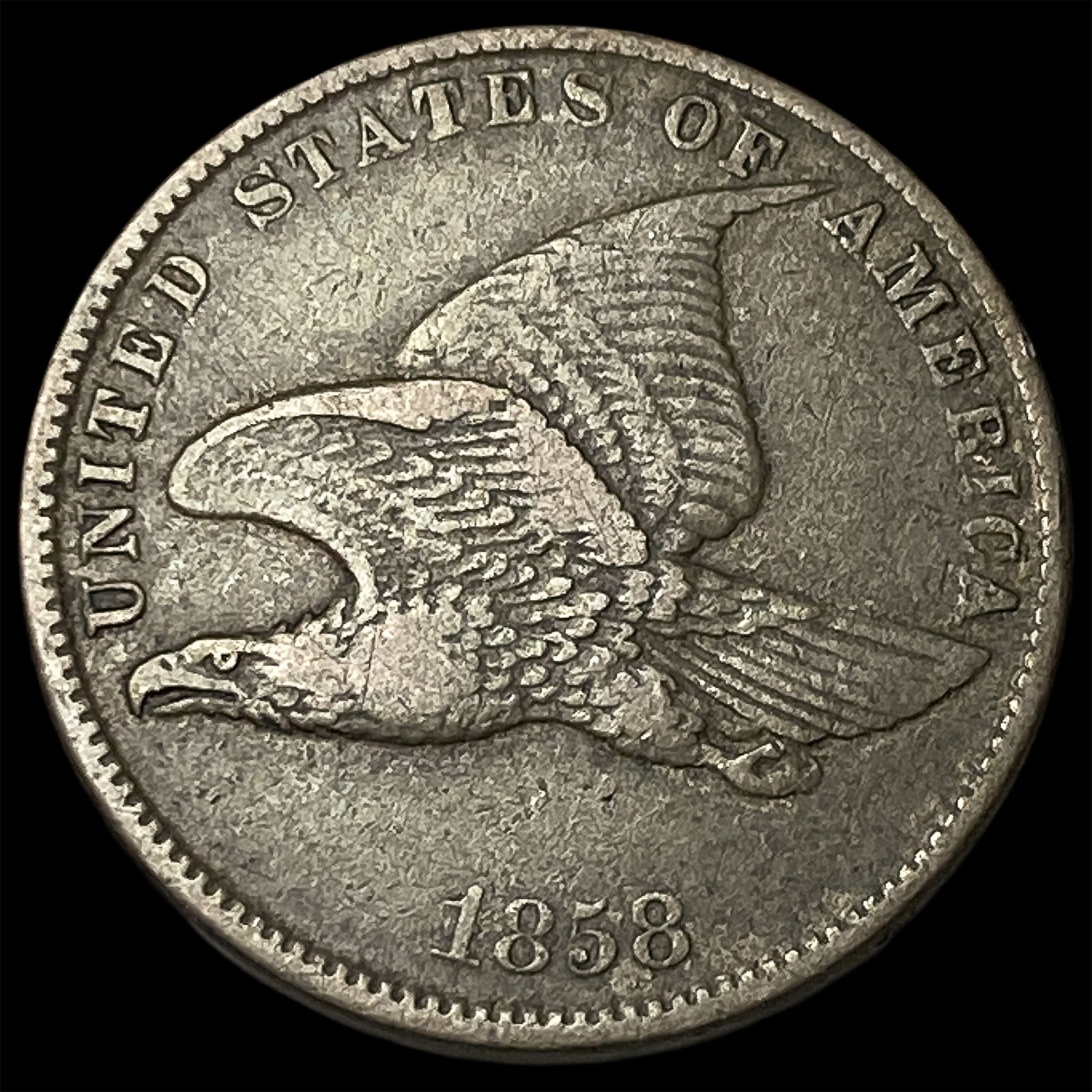 1858 Copper-Nickel Flying Eagle Cent NEARLY UNCIRCULATED: 1858 Copper-Nickel Flying Eagle Cent NEARLY UNCIRCULATED