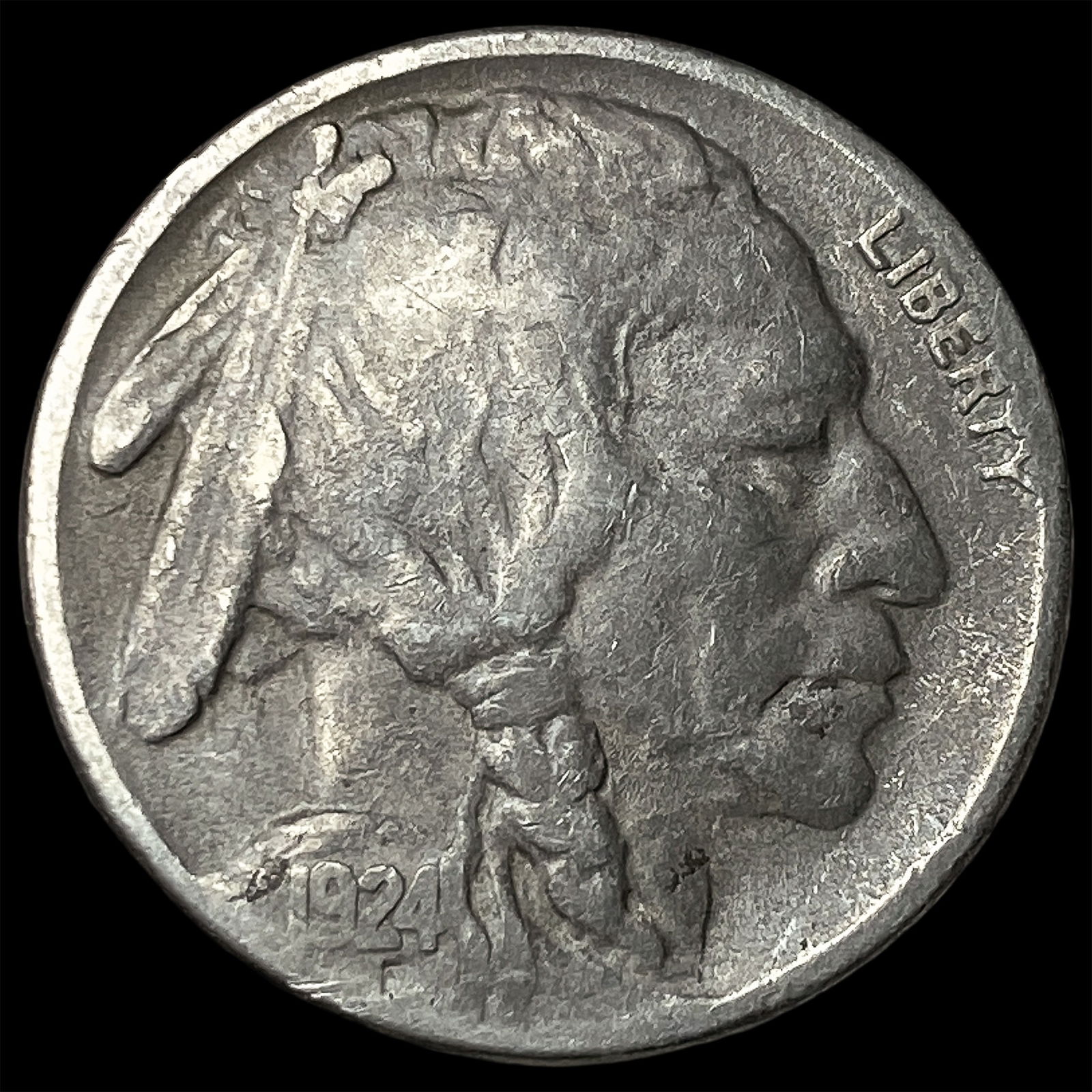1924-S Nickel Five Cents (Buffalo) NEARLY UNCIRCULATED: 1924-S Nickel Five Cents (Buffalo) NEARLY UNCIRCULATED