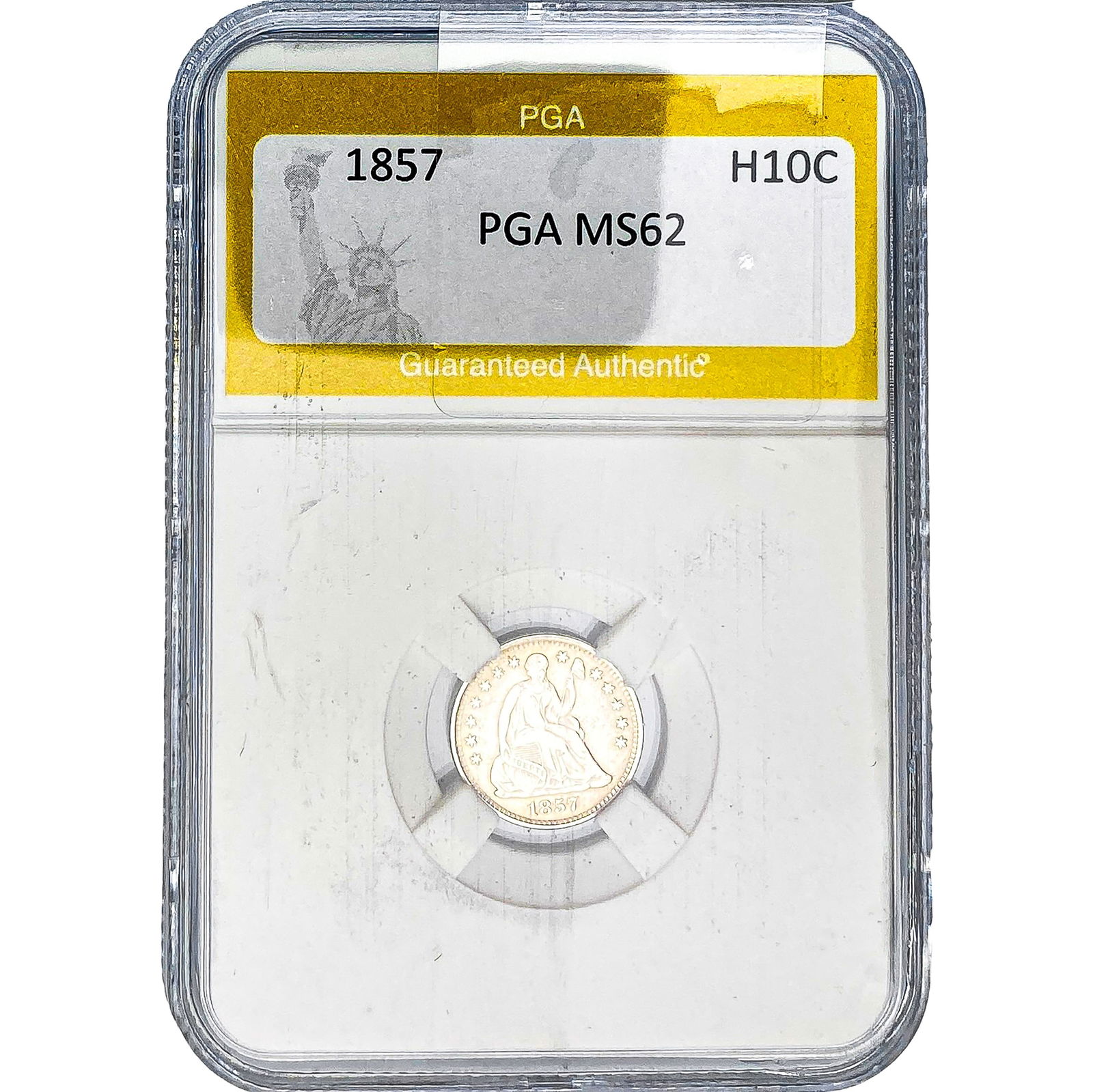 1857 Seated Liberty Half Dime PGA MS62: 1857 Seated Liberty Half Dime PGA MS62