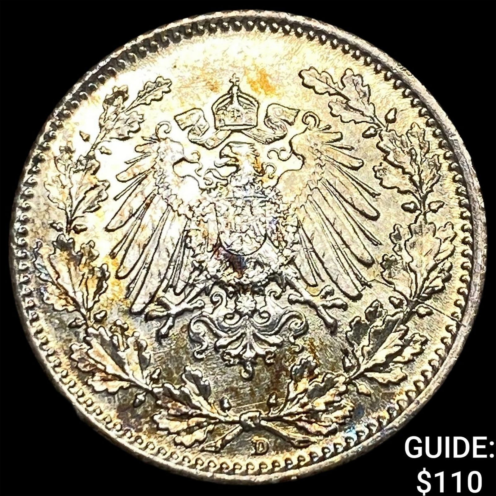 1918 Germany Silver Half Mark GEM BU: 1918 Germany Silver Half Mark GEM BU