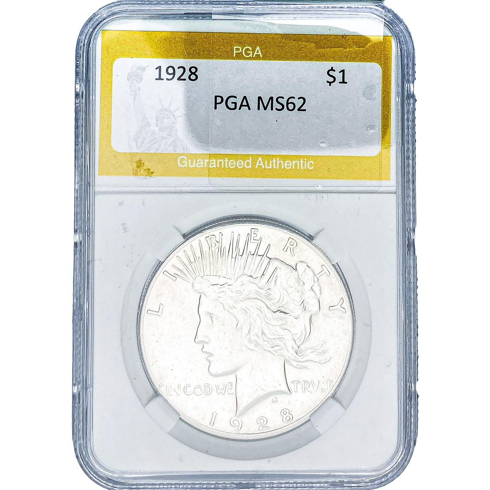 1928 Silver Peace Dollar PGA MS62: 1928 Silver Peace Dollar PGA MS62
