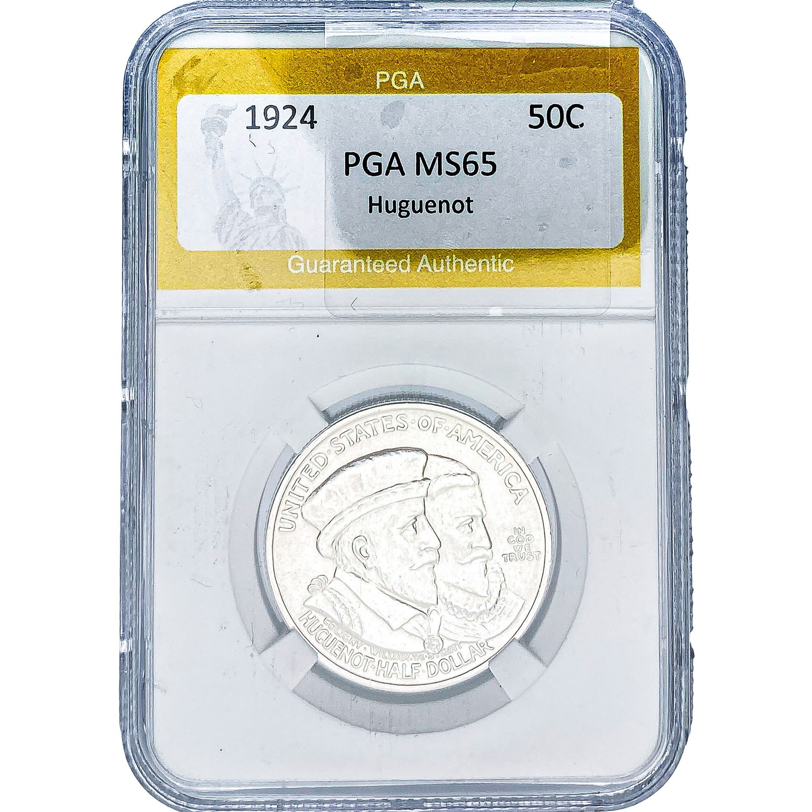 1924 Huguenot Half Dollar PGA MS65: 1924 Huguenot Half Dollar PGA MS65