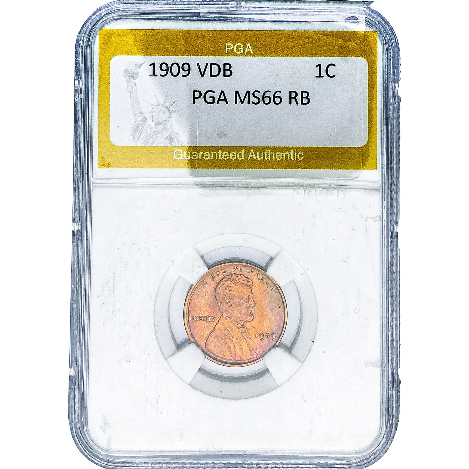 1909 VDB Wheat Cent PGA MS66 RB: 1909 VDB Wheat Cent PGA MS66 RB