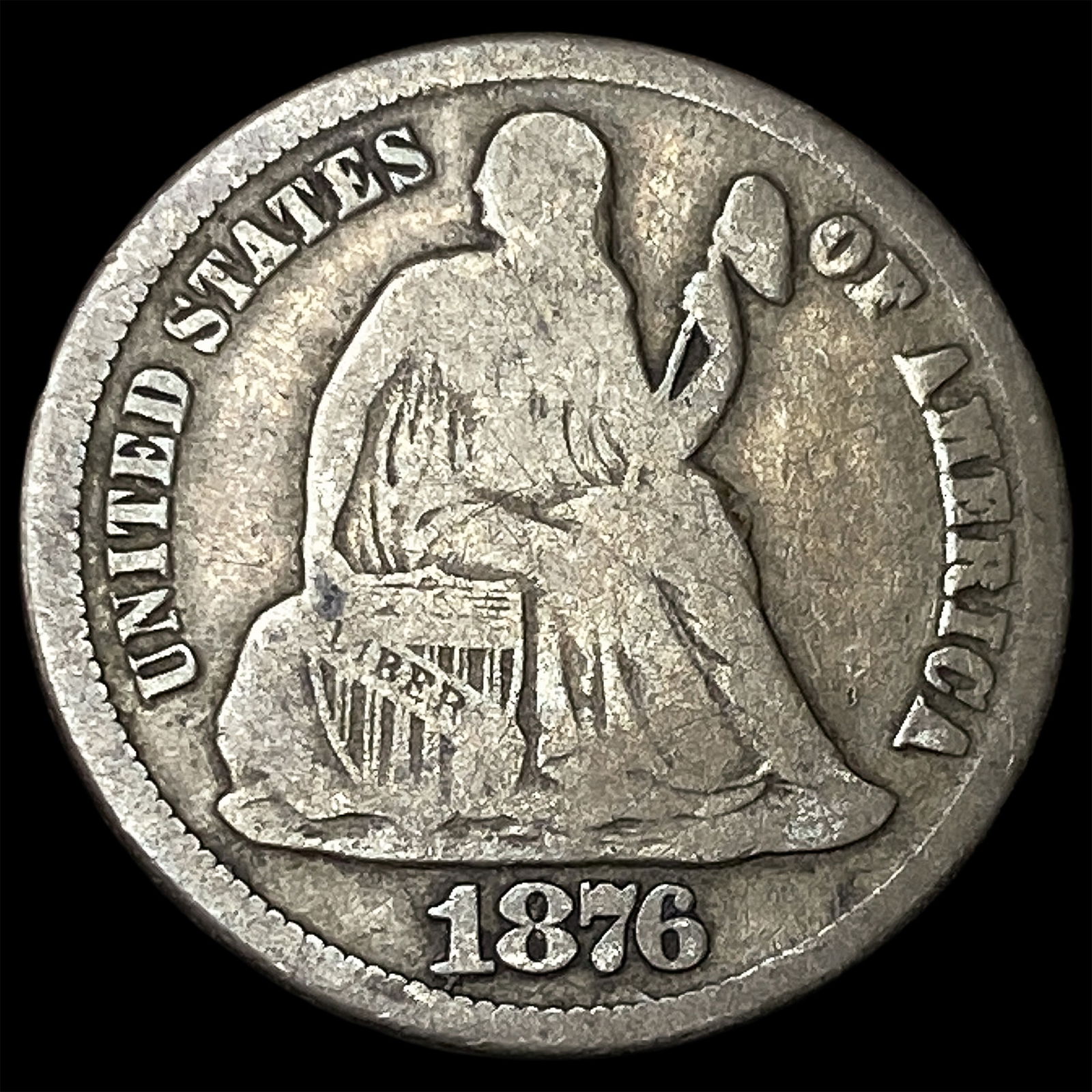 1876-CC Silver Seated Liberty Dime LIGHTLY CIRCULATED: 1876-CC Silver Seated Liberty Dime LIGHTLY CIRCULATED