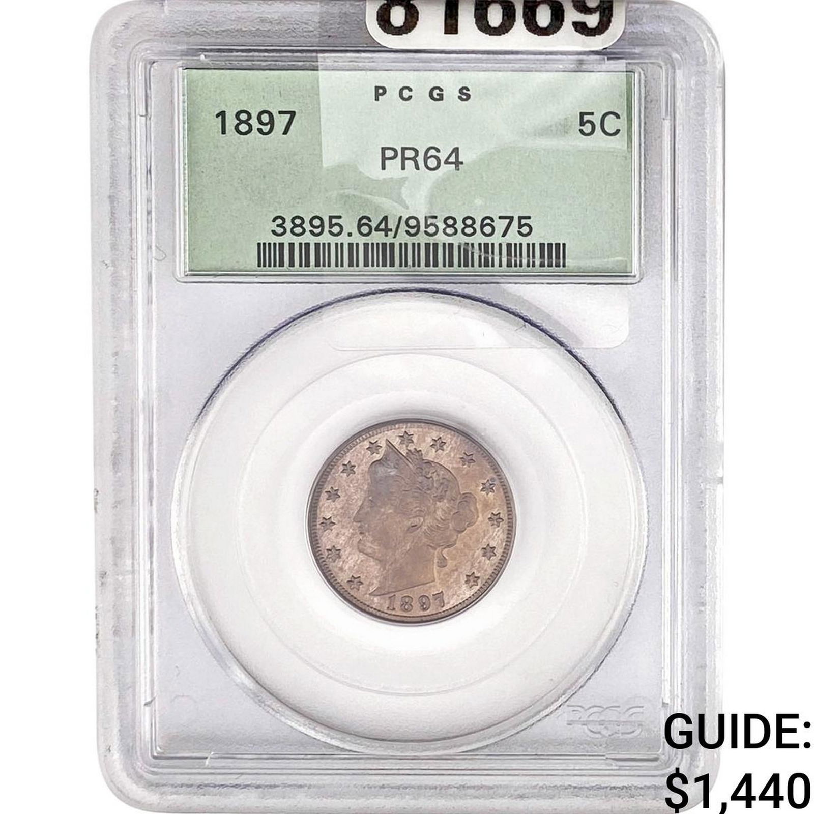 1897 Liberty Victory Nickel PCGS PR64: 1897 Liberty Victory Nickel PCGS PR64
