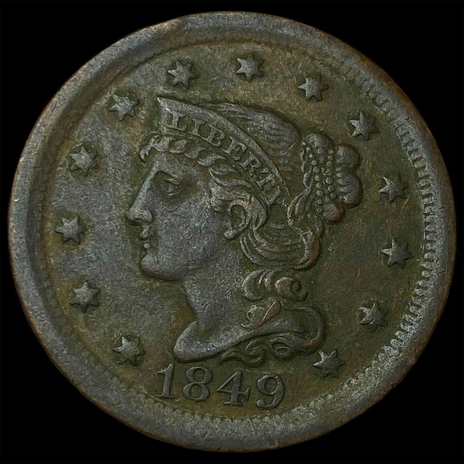 1849 Braided Hair Large Cent LIGHTLY CIRCULATED: 1849 Braided Hair Large Cent LIGHTLY CIRCULATED