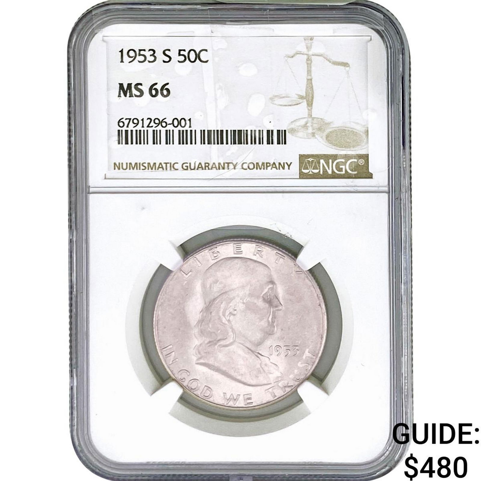 1953-S Washington Silver Half Dollar NGC MS66 (1 of 2)