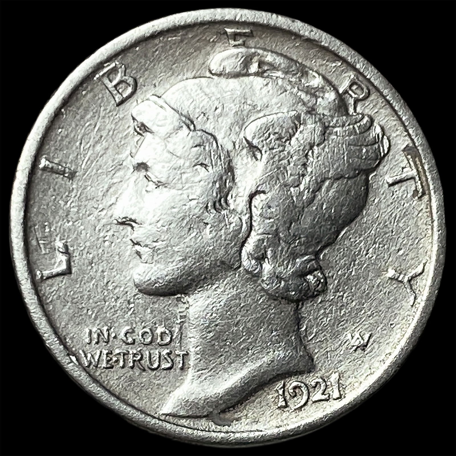 1921 Silver Mercury Dime CLOSELY UNCIRCULATED: 1921 Silver Mercury Dime CLOSELY UNCIRCULATED