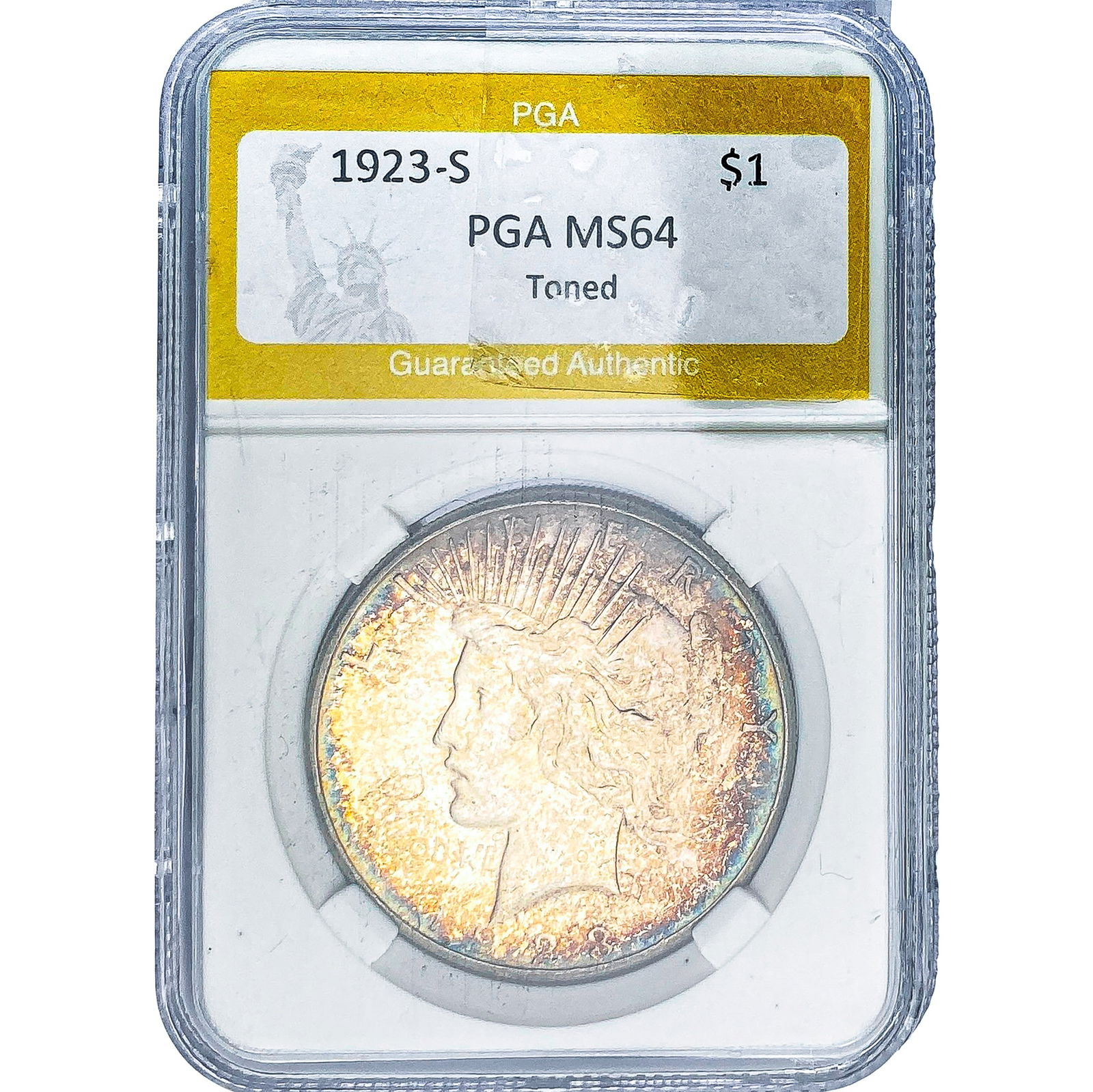 1923-S Silver Peace Dollar PGA MS64 Toned: 1923-S Silver Peace Dollar PGA MS64 Toned