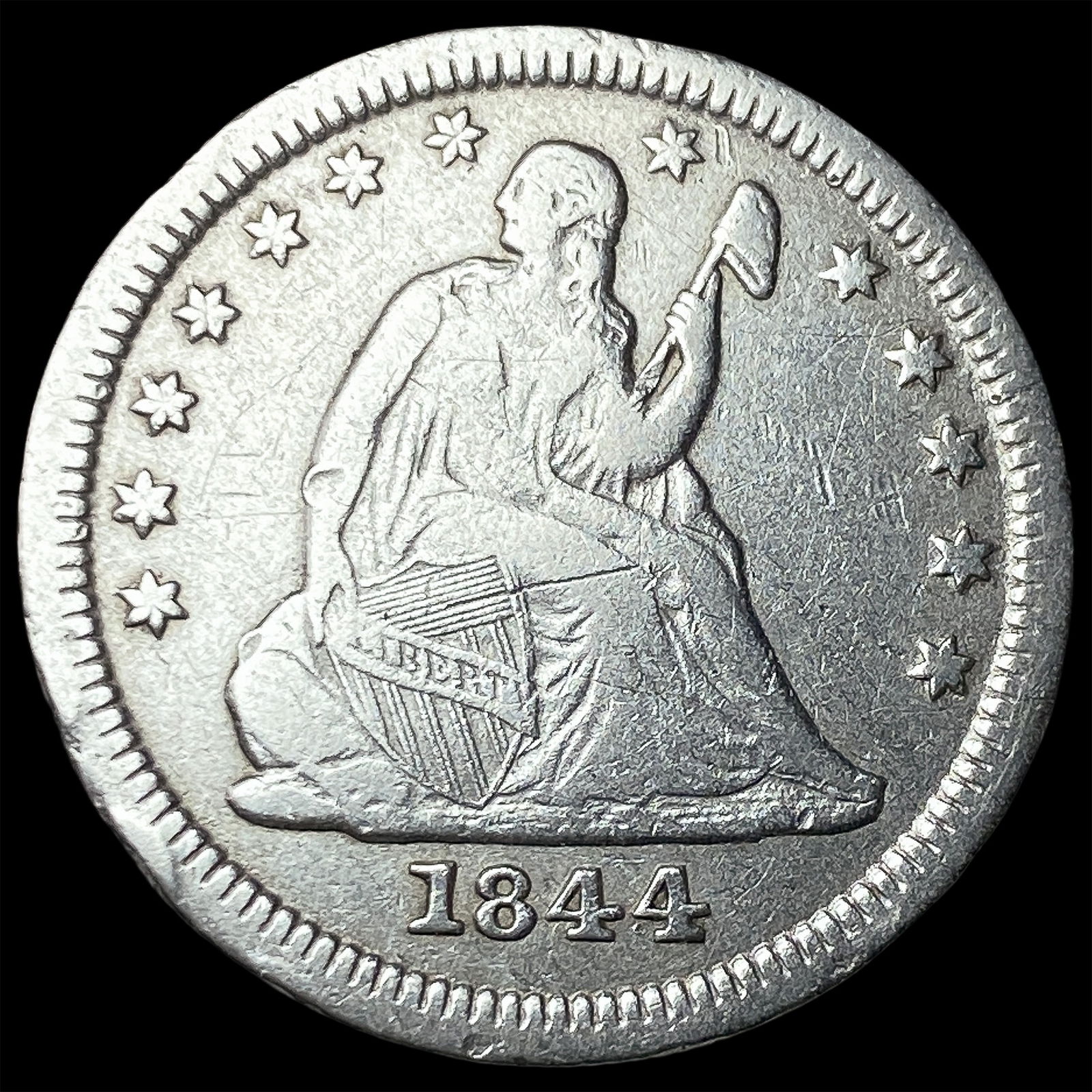 1844-O Silver Seated Liberty Quarter LIGHTLY CIRCULATED: 1844-O Silver Seated Liberty Quarter LIGHTLY CIRCULATED