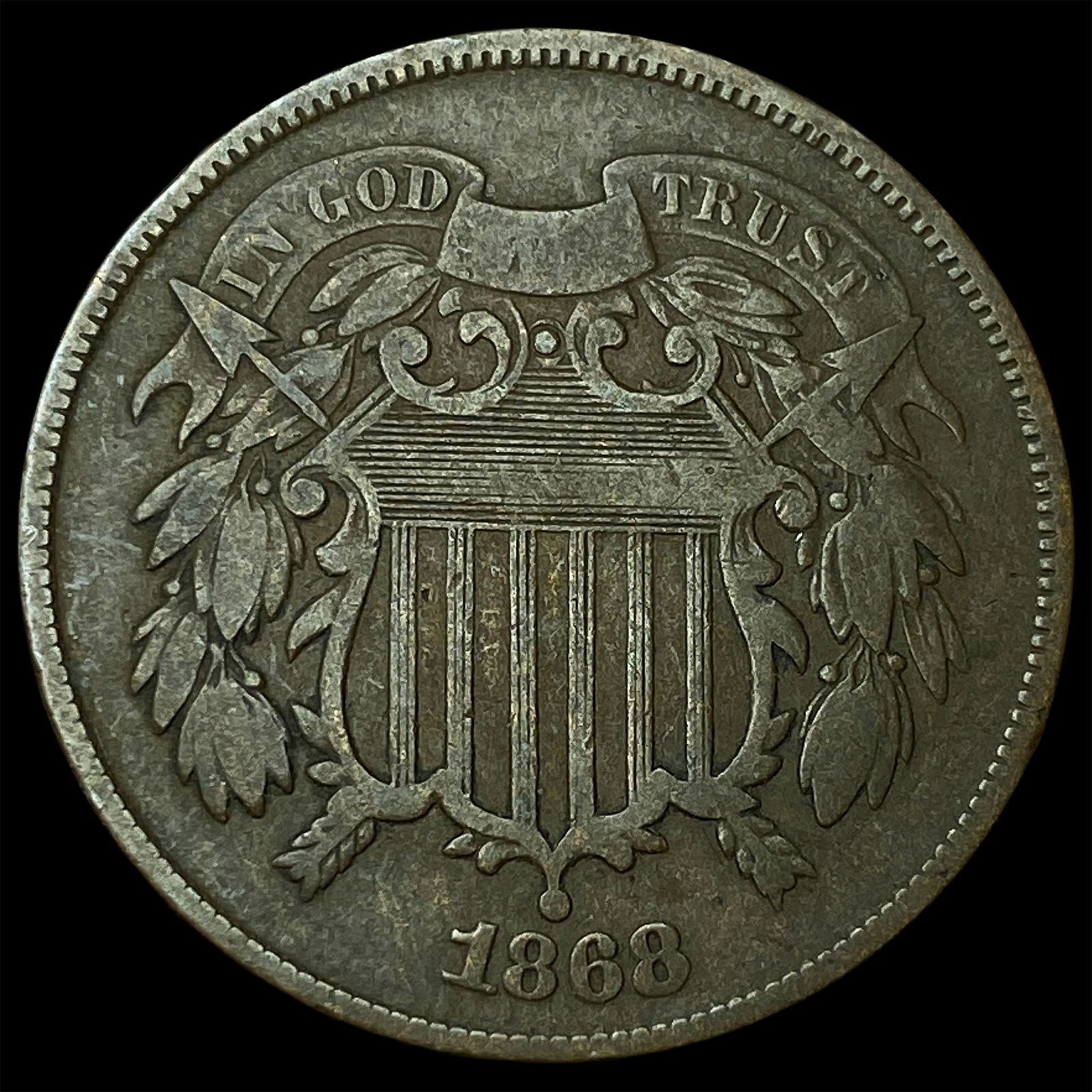 1868 Copper 2 Cents ABOUT UNCIRCULATED: 1868 Copper 2 Cents ABOUT UNCIRCULATED