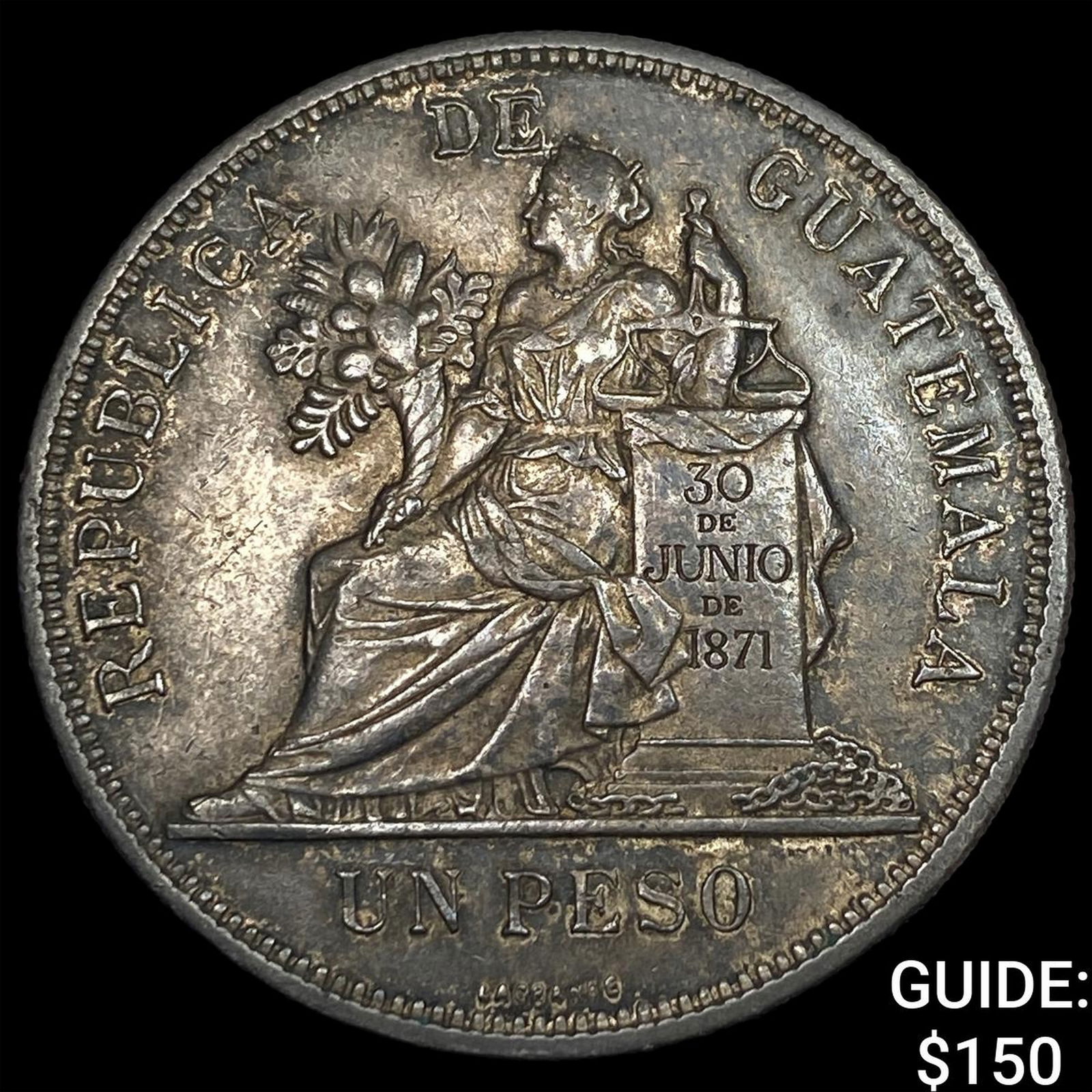 1894 Guatemala Silver 1 Peso HIGH GRADE: 1894 Guatemala Silver 1 Peso HIGH GRADE