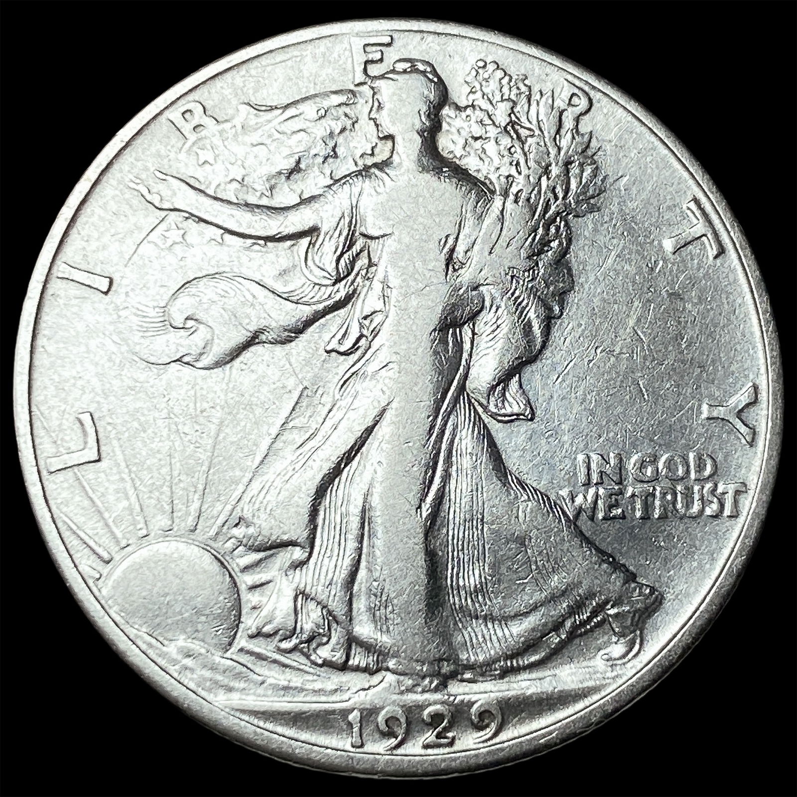 1929-D Silver Walking Liberty Half Dollar CLOSELY UNCIRCULATED: 1929-D Silver Walking Liberty Half Dollar CLOSELY UNCIRCULATED