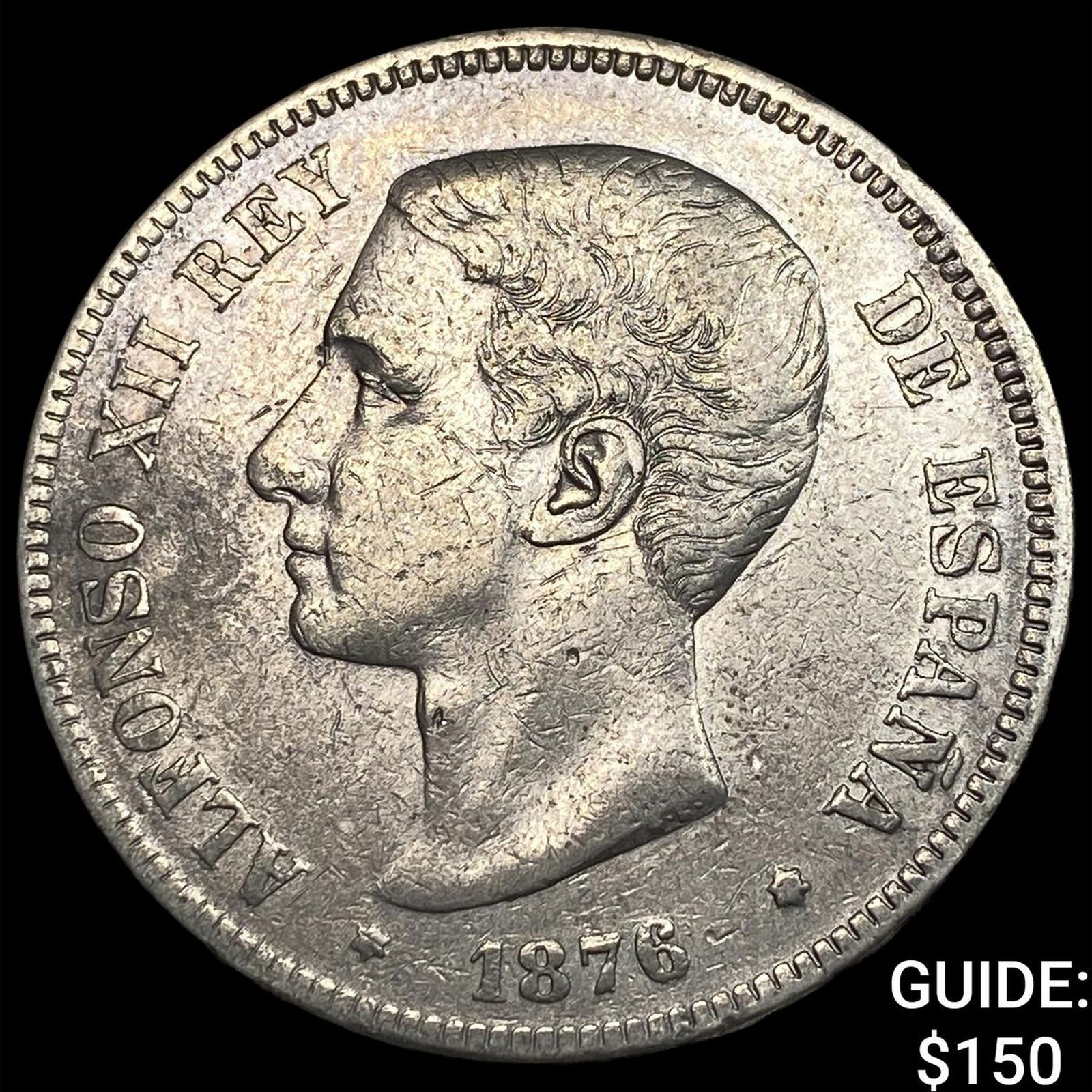 1876 Spain Silver 5 Pesetas UNCIRCULATED: 1876 Spain Silver 5 Pesetas UNCIRCULATED