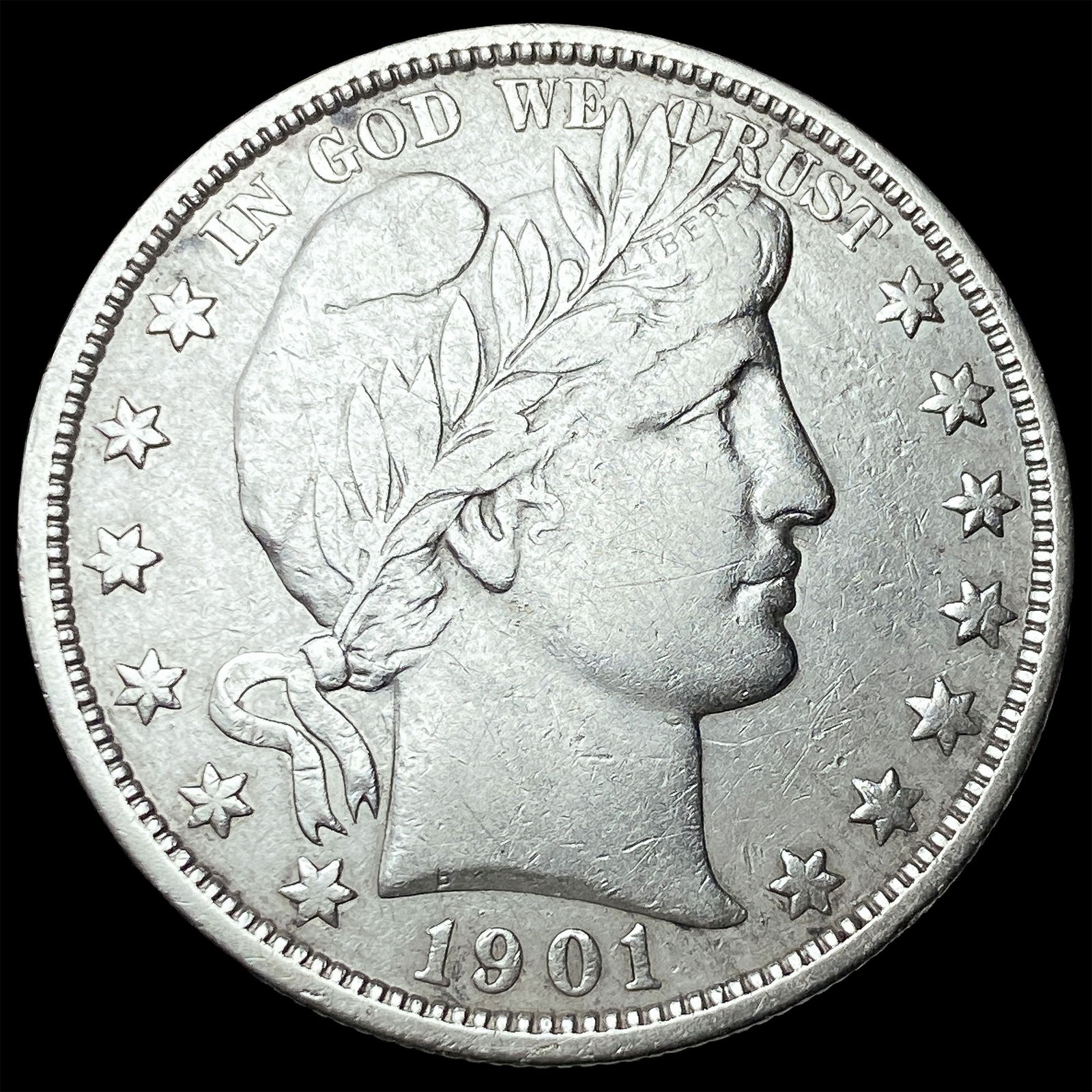 1901 Silver Half Dollar (Barber) NEARLY UNCIRCULATED: 1901 Silver Half Dollar (Barber) NEARLY UNCIRCULATED
