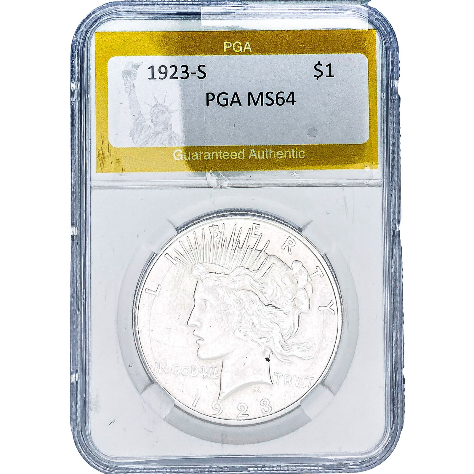 1923-S Silver Peace Dollar PGA MS64: 1923-S Silver Peace Dollar PGA MS64