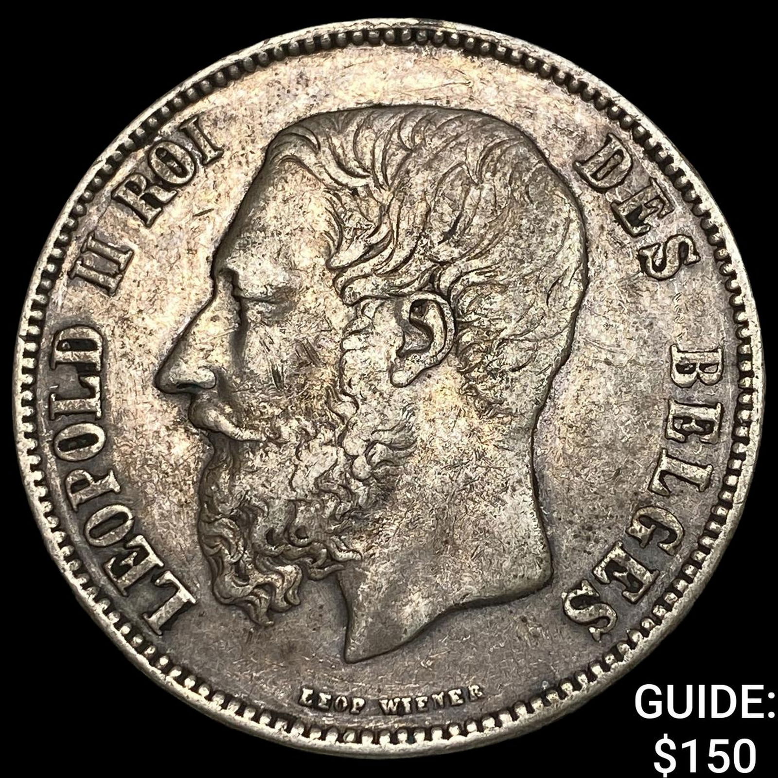1870 Belgium Silver 5 Francs UNCIRCULATED: 1870 Belgium Silver 5 Francs UNCIRCULATED