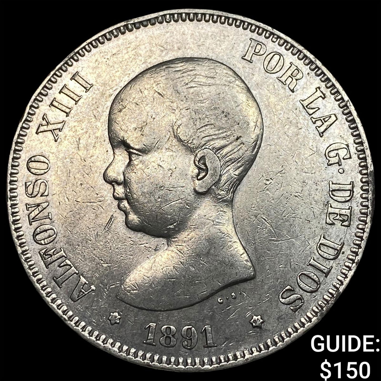 1891 Spain Silver 5 Pesetas UNCIRCULATED: 1891 Spain Silver 5 Pesetas UNCIRCULATED