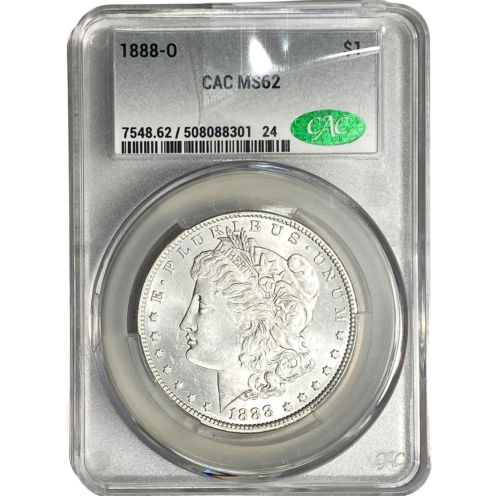 1888-O Morgan Silver Dollar CAC MS62: 1888-O Morgan Silver Dollar CAC MS62