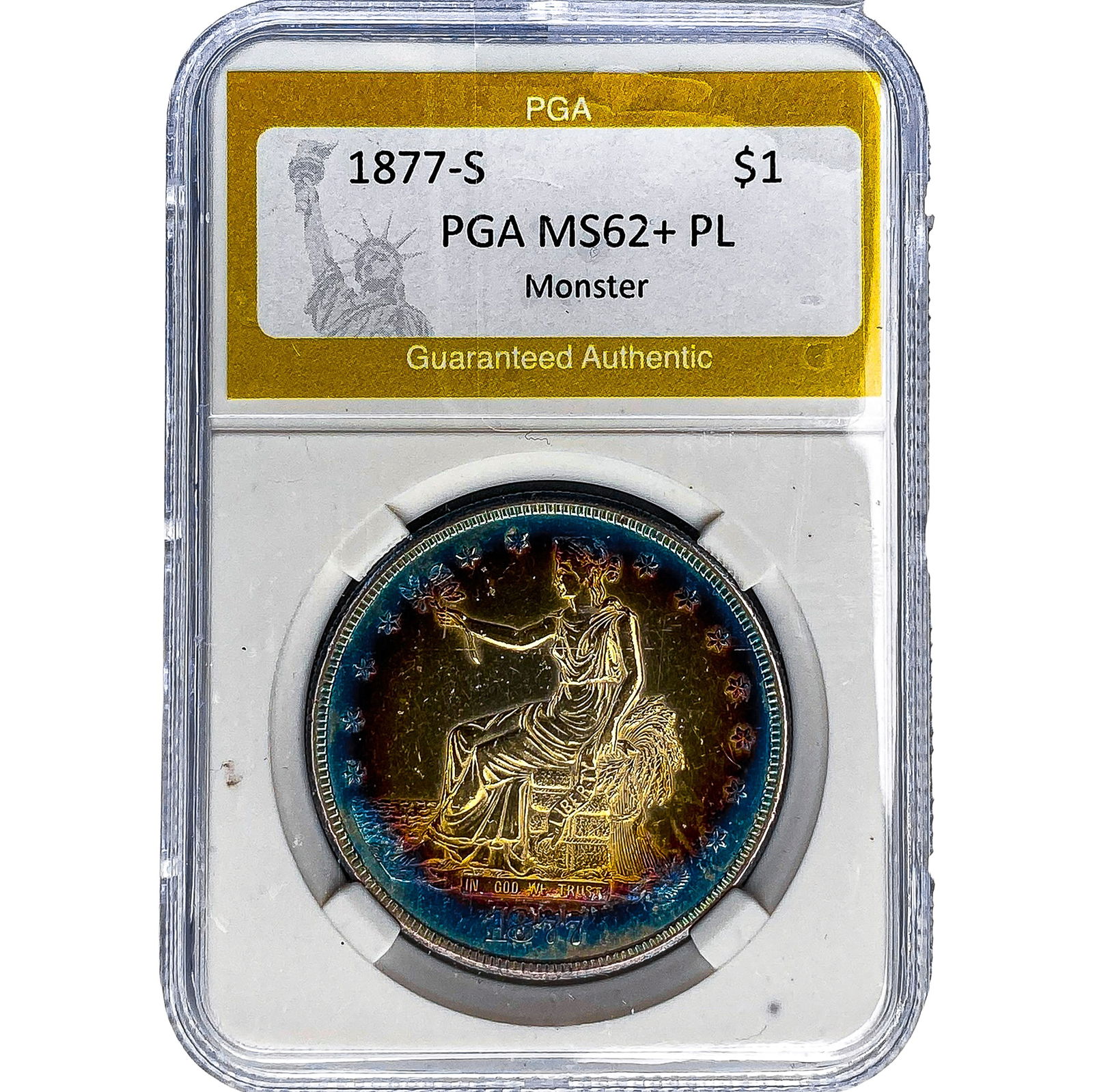 1877-S Silver Trade Dollar PGA MS62+ PL Monster: 1877-S Silver Trade Dollar PGA MS62+ PL Monster