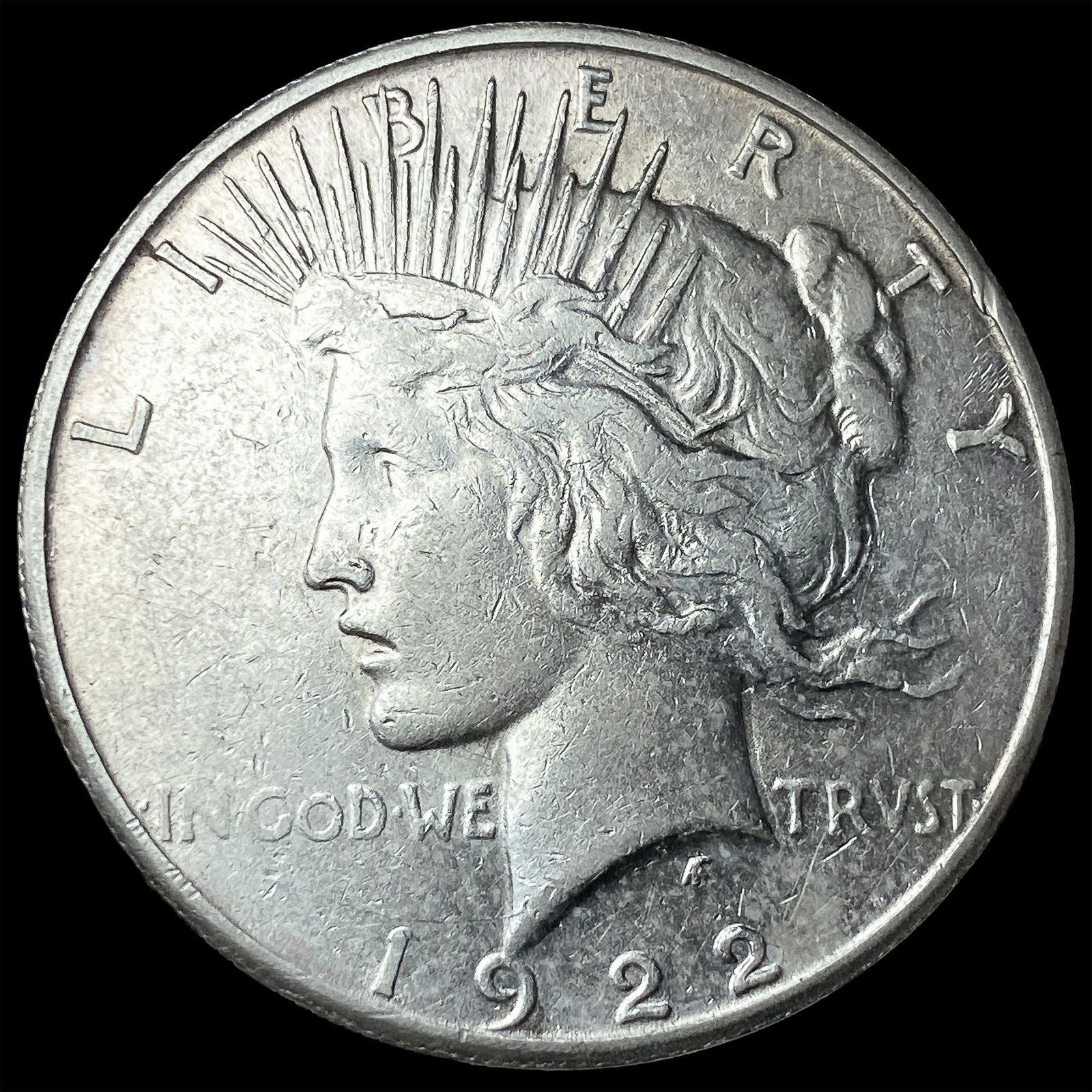 1922-S Silver Peace Dollar ABOUT UNCIRCULATED: 1922-S Silver Peace Dollar ABOUT UNCIRCULATED