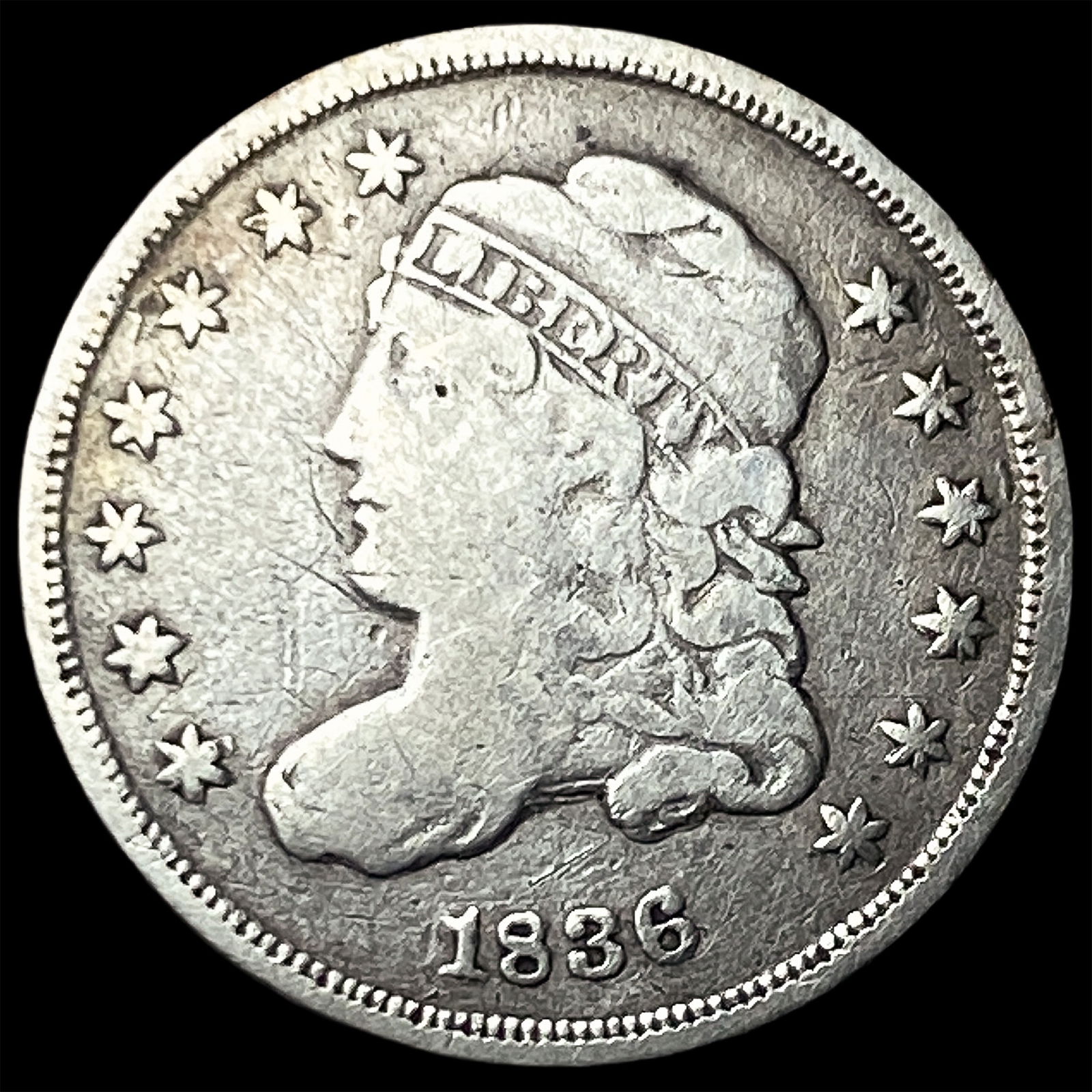 1836 Capped Bust Half Dime ABOUT UNCIRCULATED: 1836 Capped Bust Half Dime ABOUT UNCIRCULATED