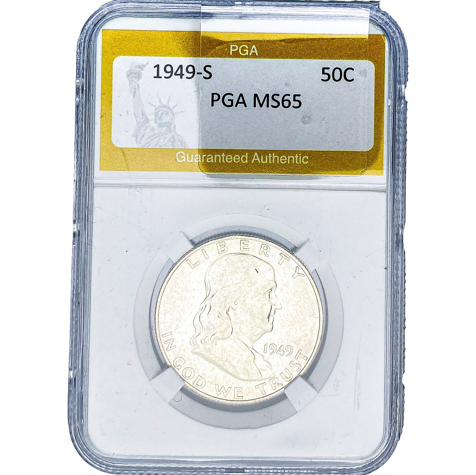1949-S Franklin Half Dollar PGA MS65: 1949-S Franklin Half Dollar PGA MS65