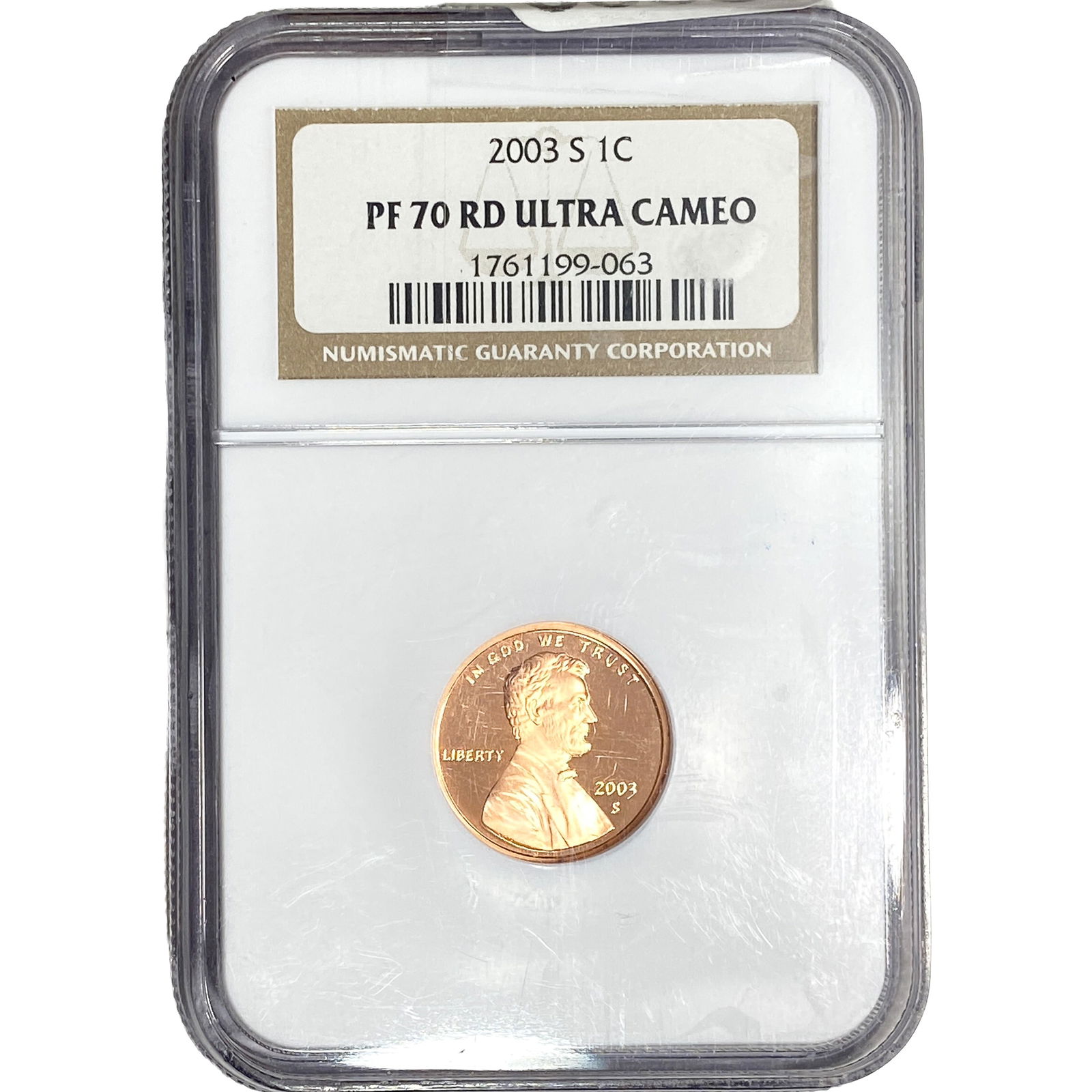 2003-S Lincoln Memorial Cent NGC PF70 RD Ultra Cameo: 2003-S Lincoln Memorial Cent NGC PF70 RD Ultra Cameo