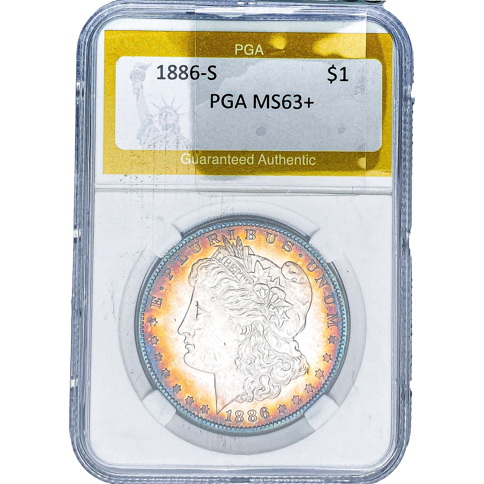 1886-S Morgan Silver Dollar PGA MS63+: 1886-S Morgan Silver Dollar PGA MS63+