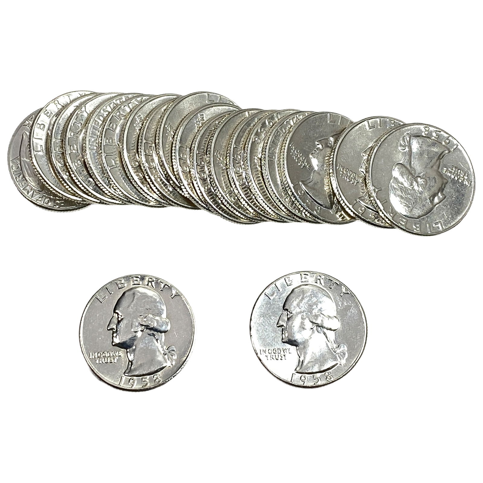 [20 Coins] 1958 Washington Silver Quarter (1 of 2)