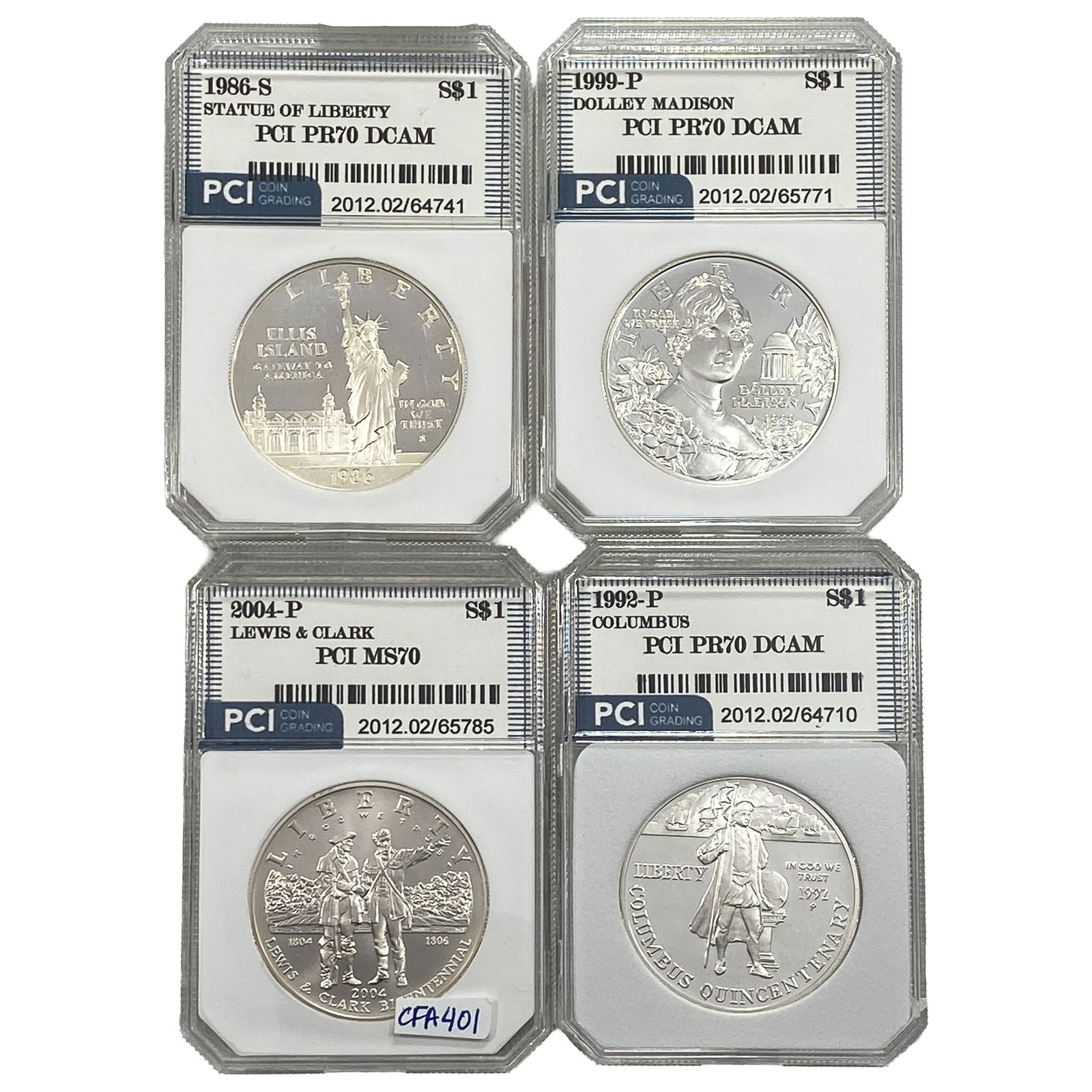 [4 Coins] 1986-2004 Various Proof $1 Coins PCI PR70 DCAM: [4 Coins] 1986-2004 Various Proof $1 Coins PCI PR70 DCAM