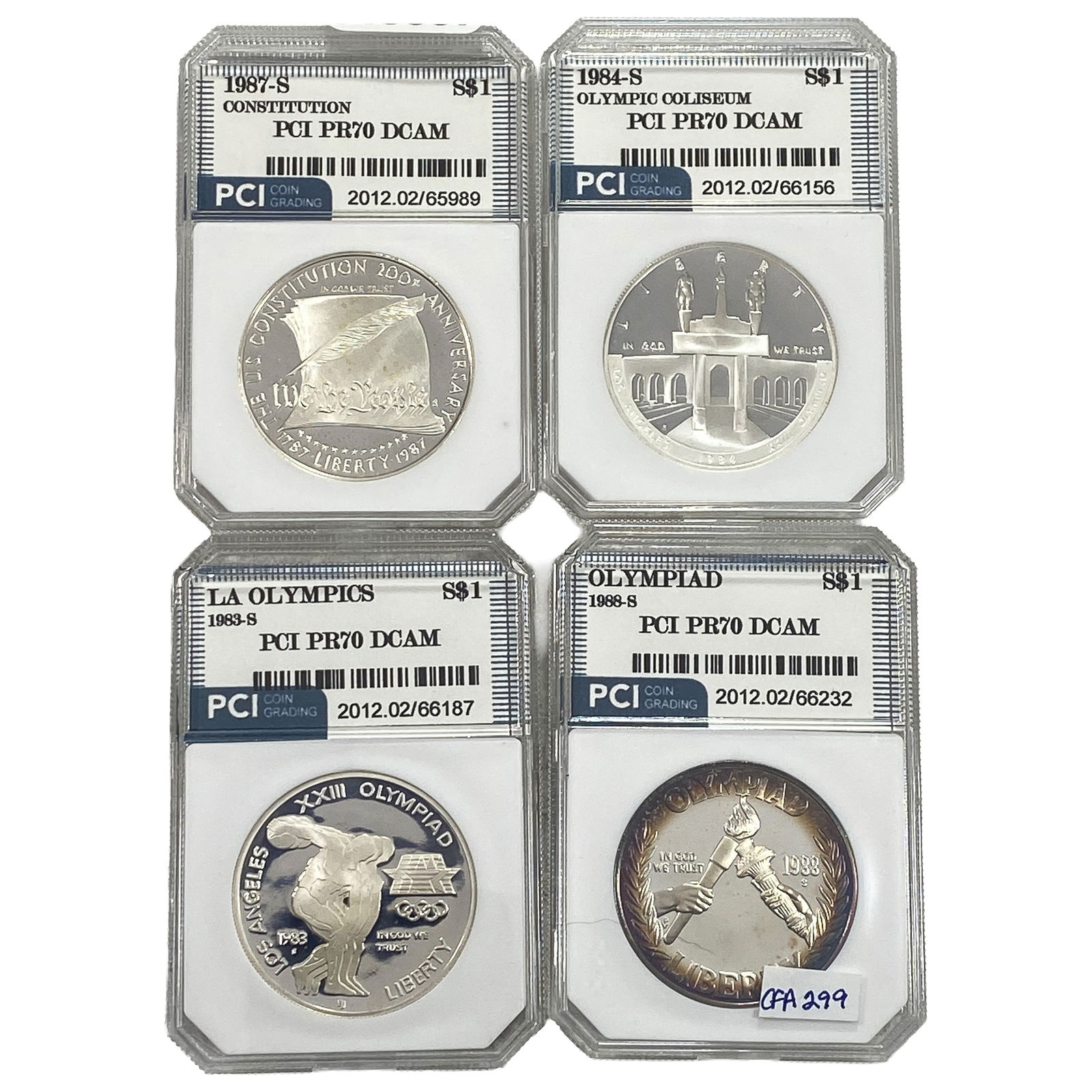 [4 Coins] 1983-1988 Various Proof $1 Coins PCI PR70 DCAM: [4 Coins] 1983-1988 Various Proof $1 Coins PCI PR70 DCAM