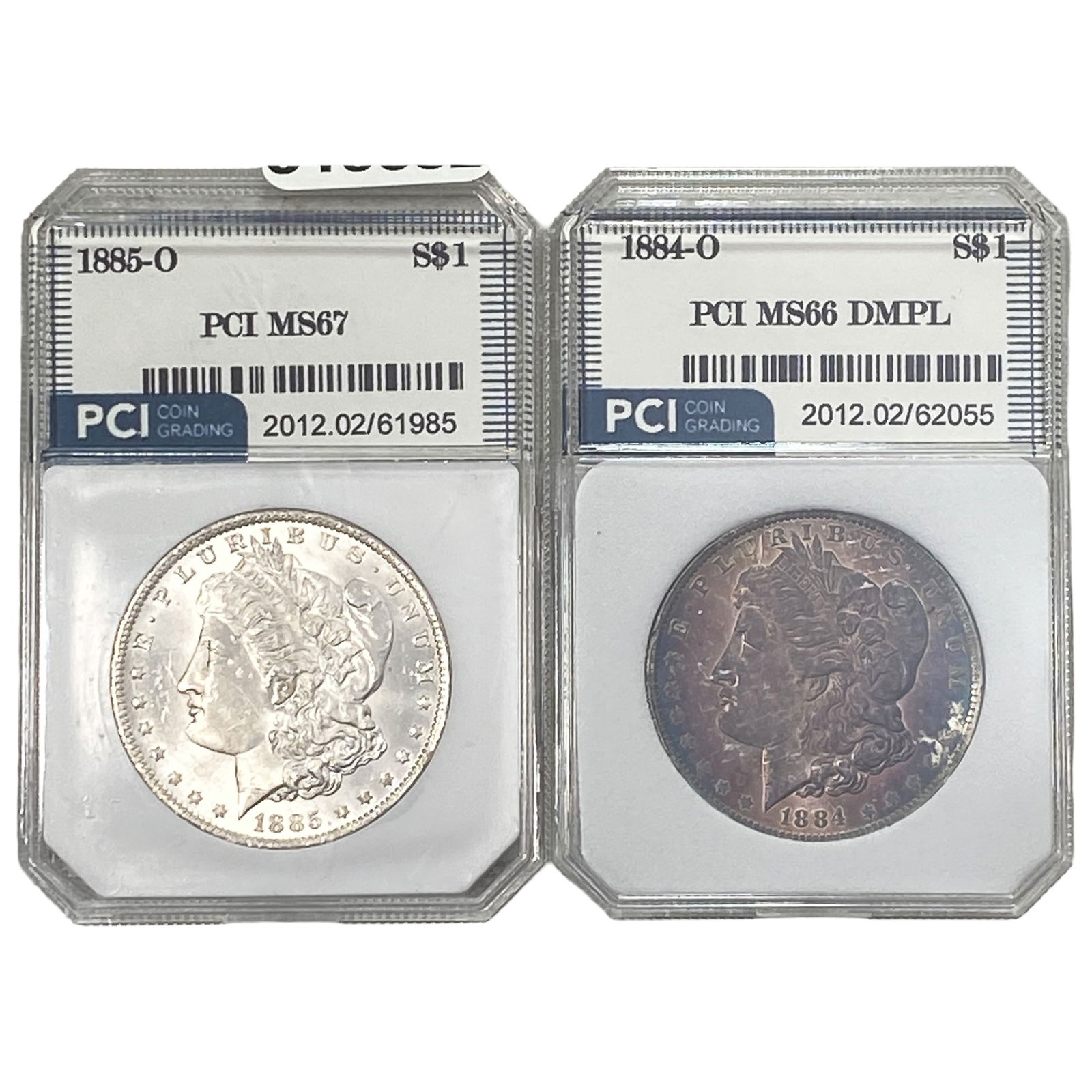 [2 Coins] 1884-1885 Morgan Silver Dollar PCI MS66-67: [2 Coins] 1884-1885 Morgan Silver Dollar PCI MS66-67
