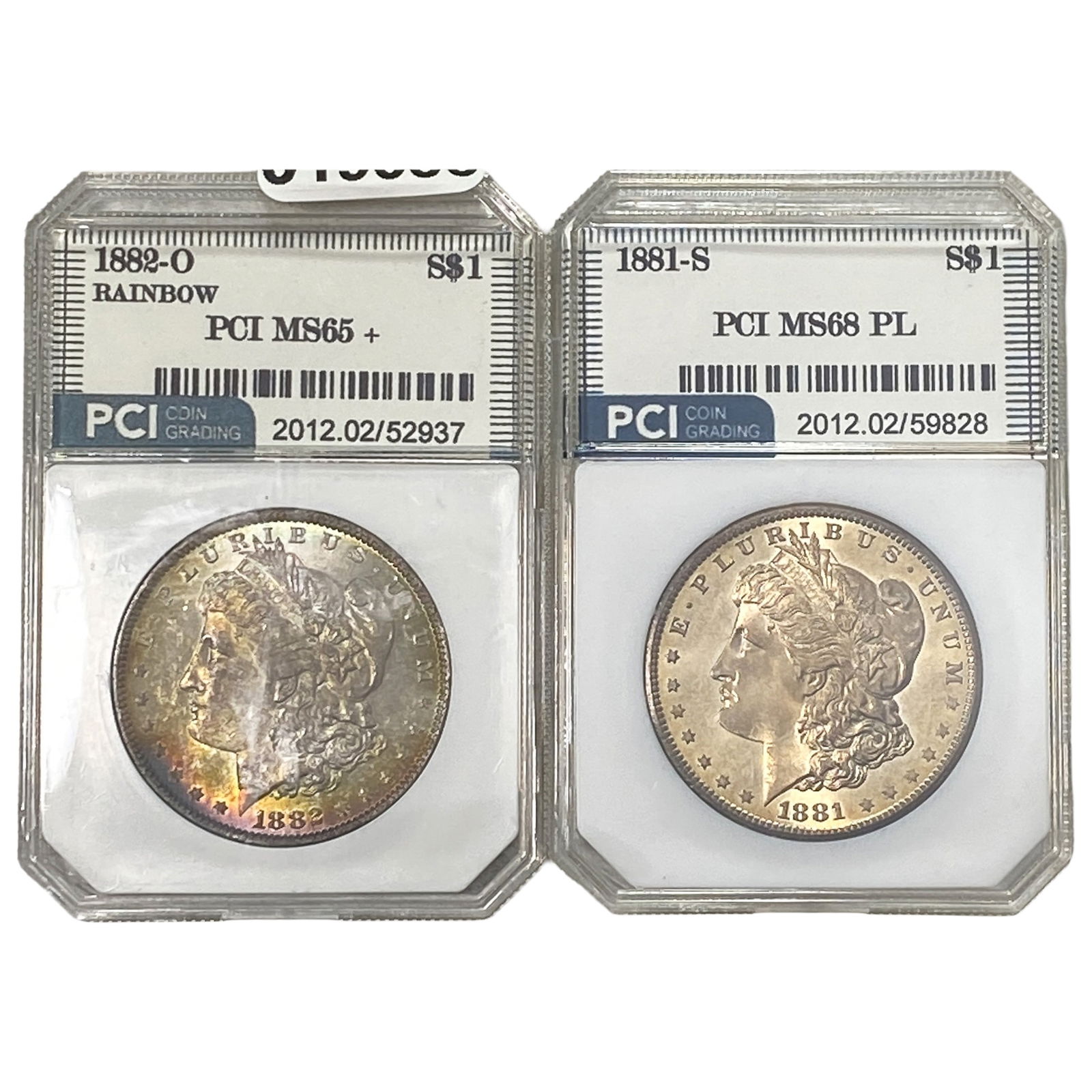 [2 Coins] 1881-1882 Morgan Silver Dollar PCI MS65-66: [2 Coins] 1881-1882 Morgan Silver Dollar PCI MS65-66