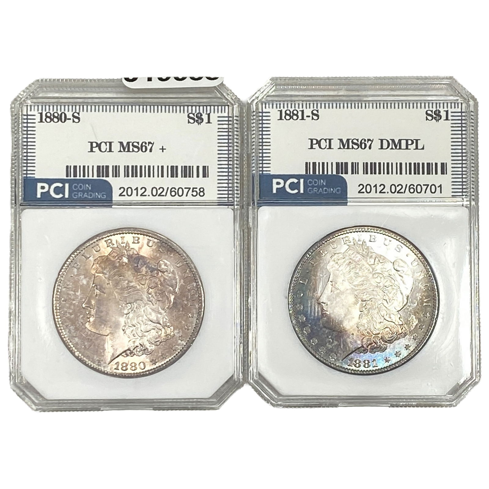 [2 Coins] 1880-1881 Morgan Silver Dollar PCI MS67: [2 Coins] 1880-1881 Morgan Silver Dollar PCI MS67