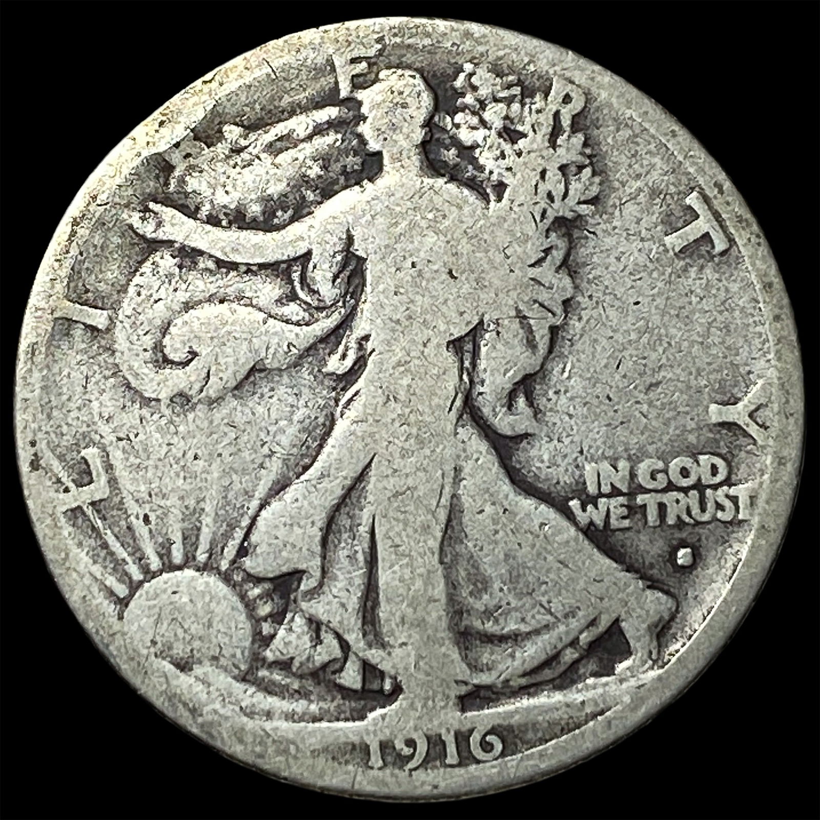 1916 Walking Liberty Half Dollar NICELY CIRCULATED: 1916 Walking Liberty Half Dollar NICELY CIRCULATED