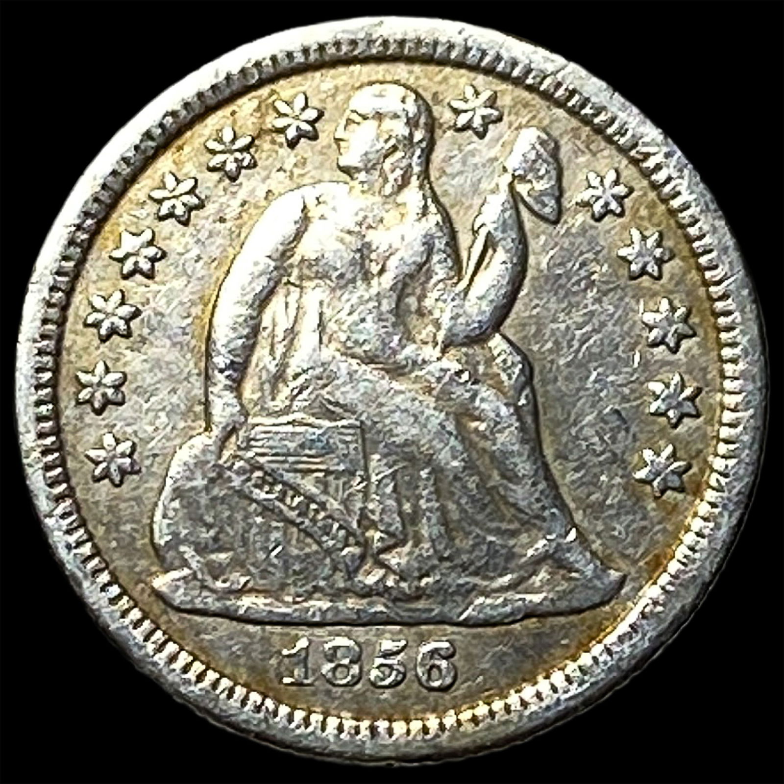 1856-O Silver Seated Liberty Dime ABOUT UNCIRCULATED: 1856-O Silver Seated Liberty Dime ABOUT UNCIRCULATED