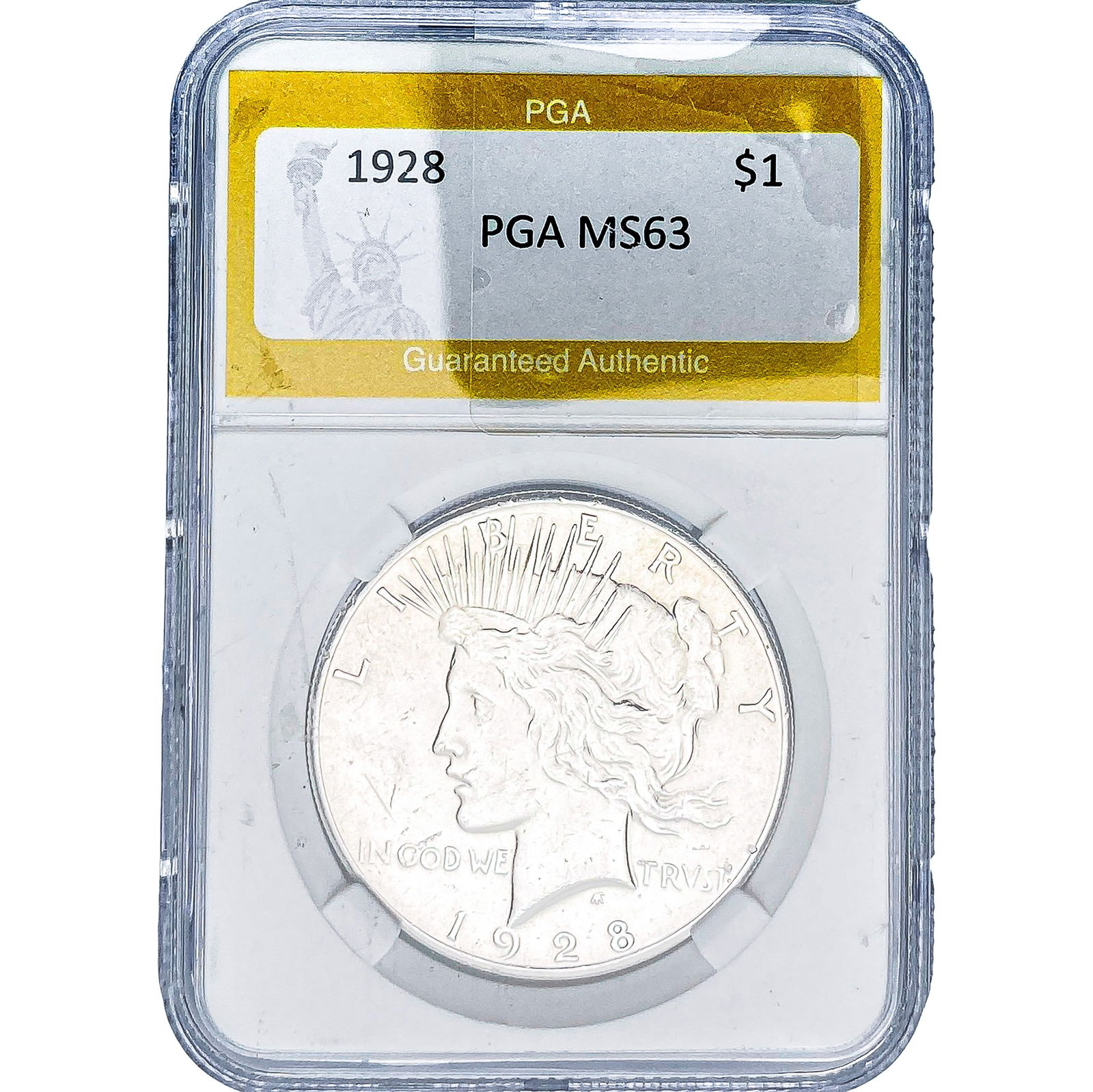 1928 Silver Peace Dollar PGA MS63: 1928 Silver Peace Dollar PGA MS63