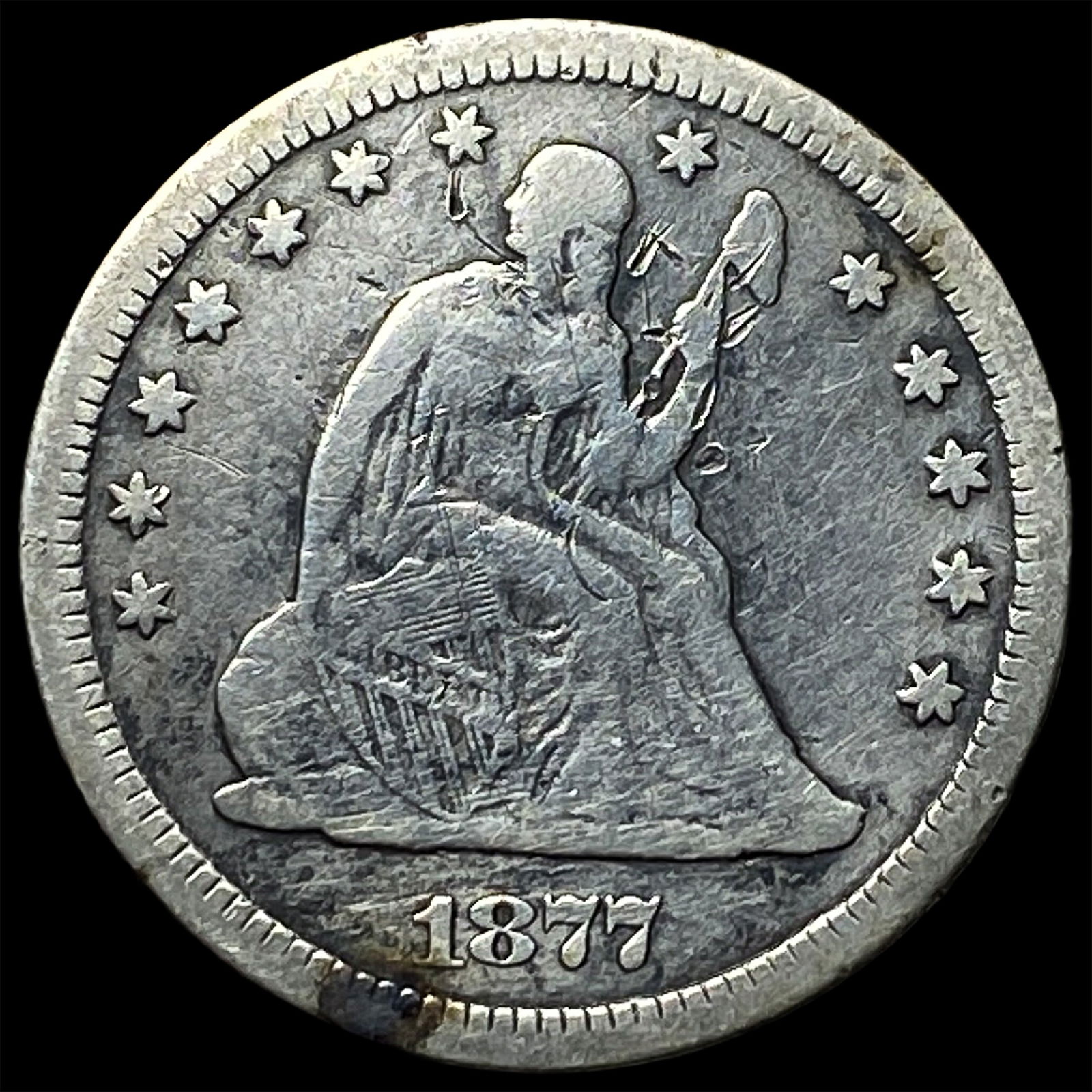 1877-CC Silver Seated Liberty Quarter LIGHTLY CIRCULATED (1 of 2)