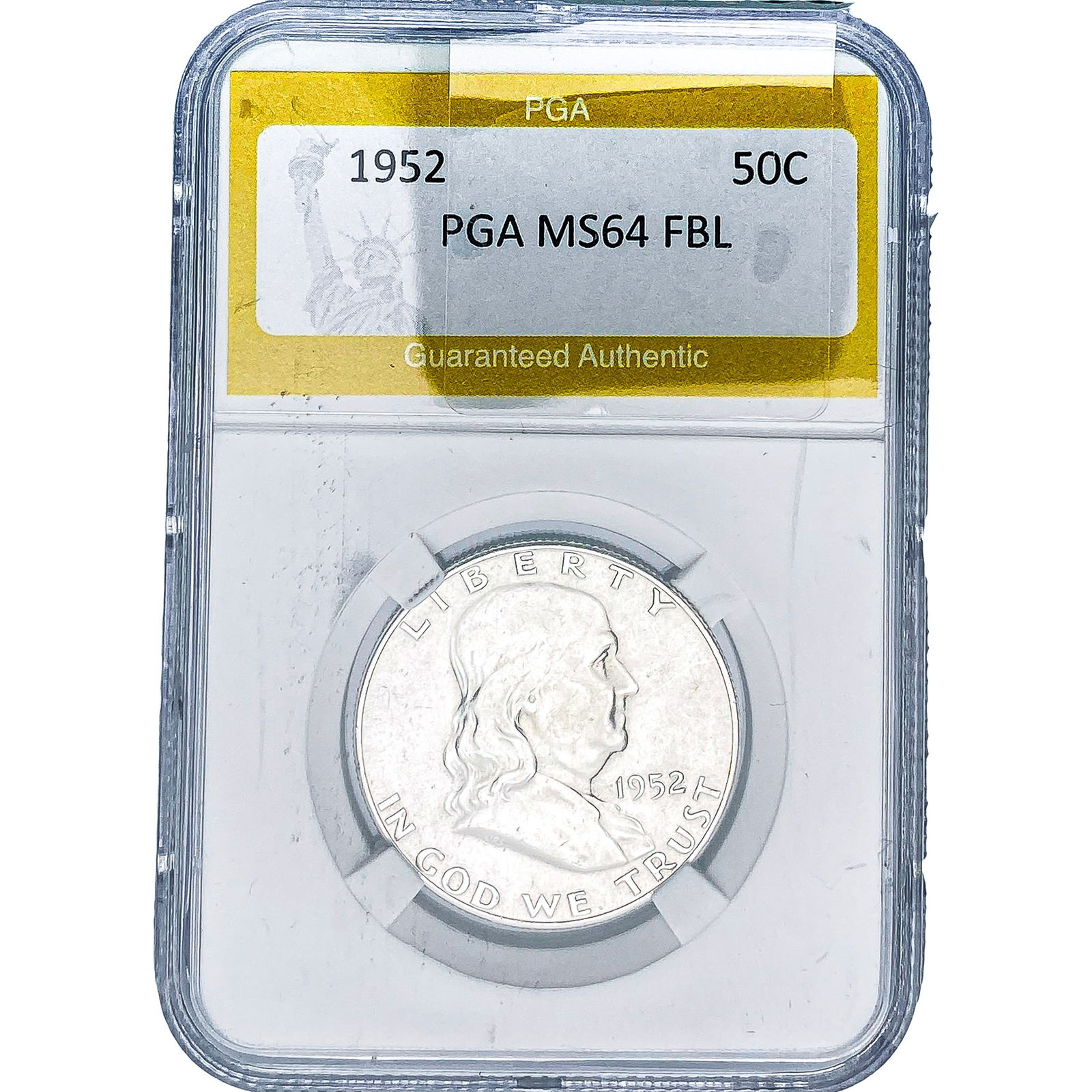 1952 Franklin Half Dollar PGA MS64 FBL: 1952 Franklin Half Dollar PGA MS64 FBL