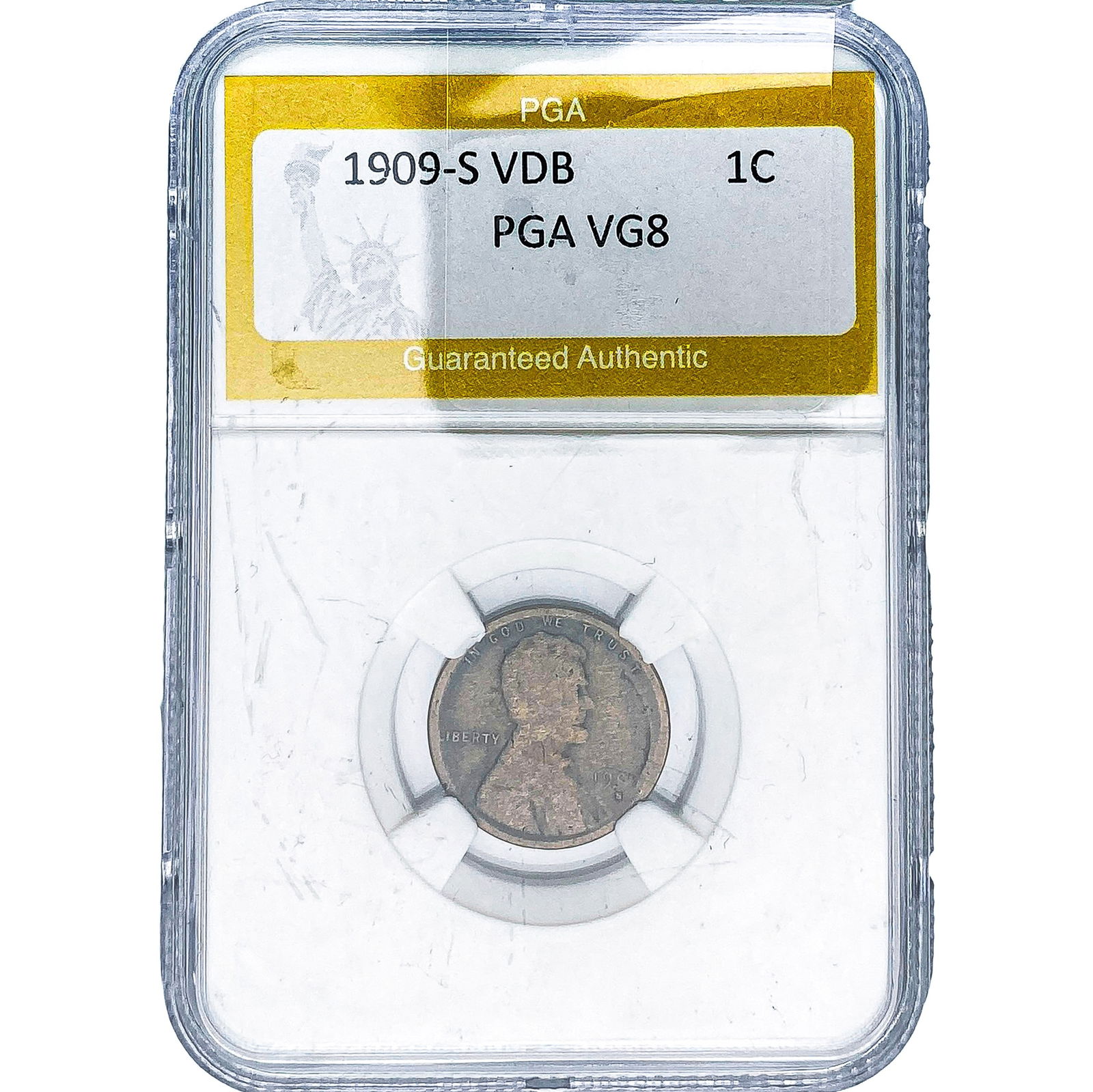 1909-S VDB Wheat Cent PGA VG8: 1909-S VDB Wheat Cent PGA VG8