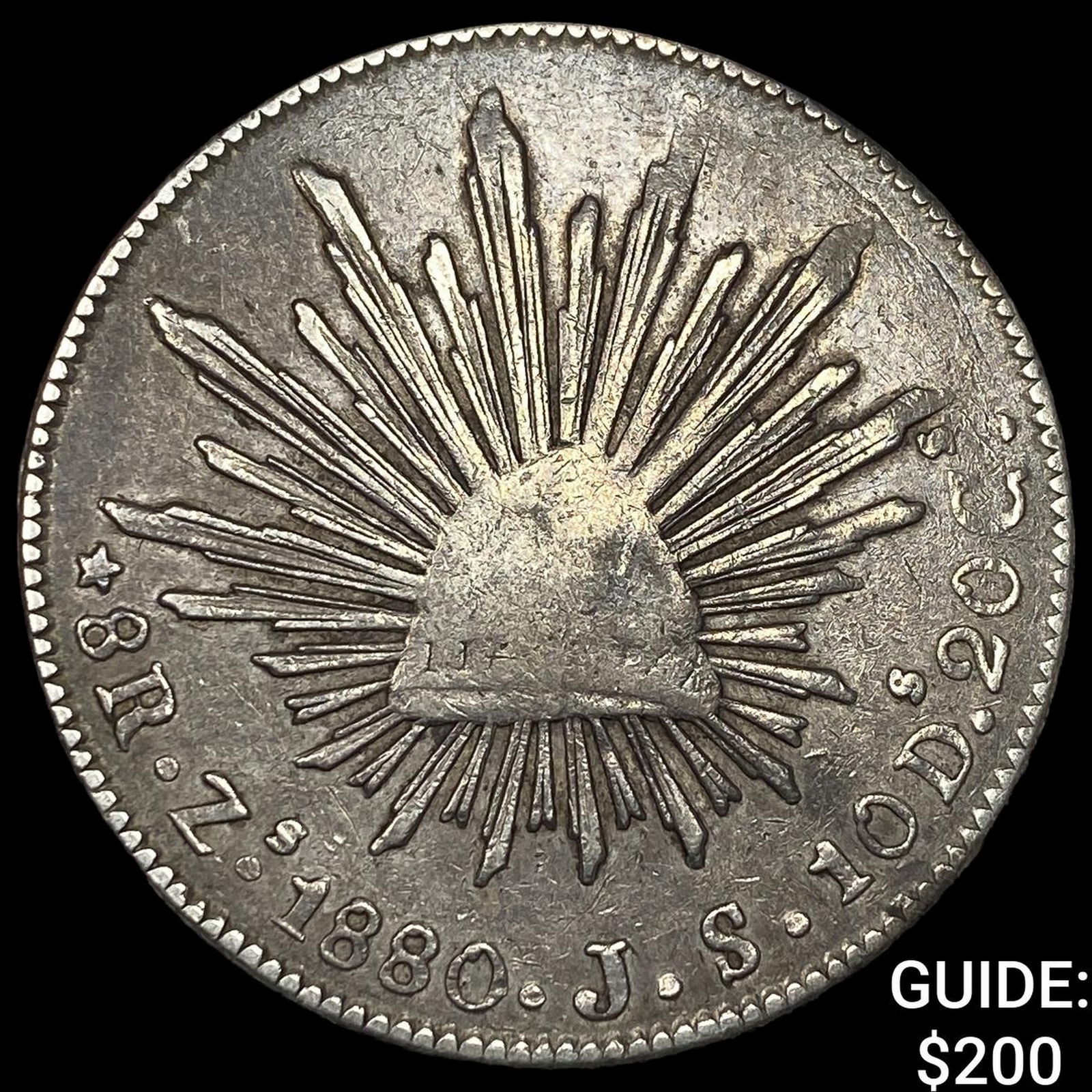 1880 Mexico Silver 8 Reales NEARLY UNCIRCULATED: 1880 Mexico Silver 8 Reales NEARLY UNCIRCULATED