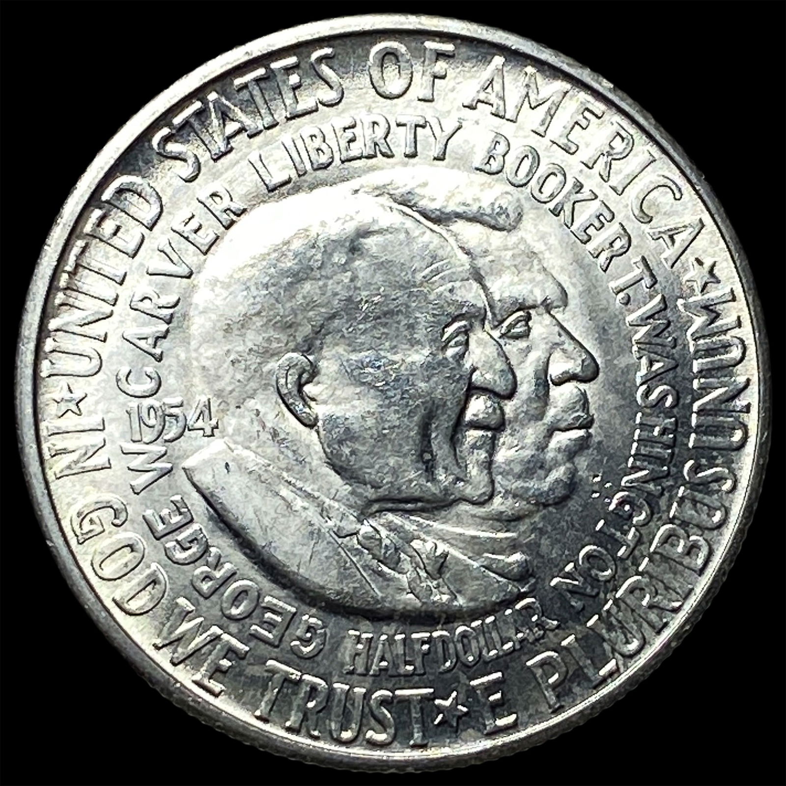 1954-S Silver Half Dollar Booker T. Washington/Carver UNCIRCULATED: 1954-S Silver Half Dollar Booker T. Washington/Carver UNCIRCULATED