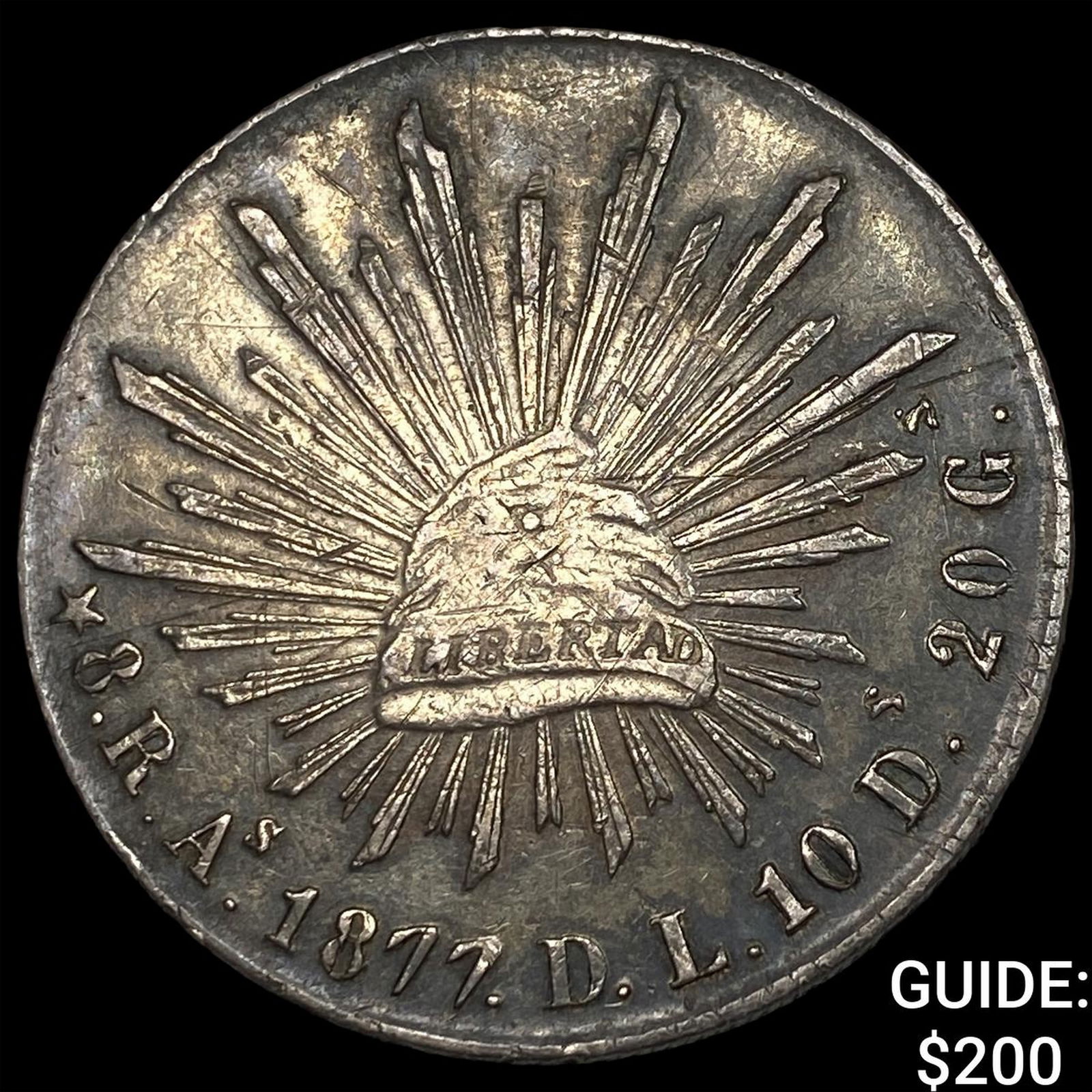 1877 Mexico Silver 8 Reales CLOSELY UNCIRCULATED: 1877 Mexico Silver 8 Reales CLOSELY UNCIRCULATED