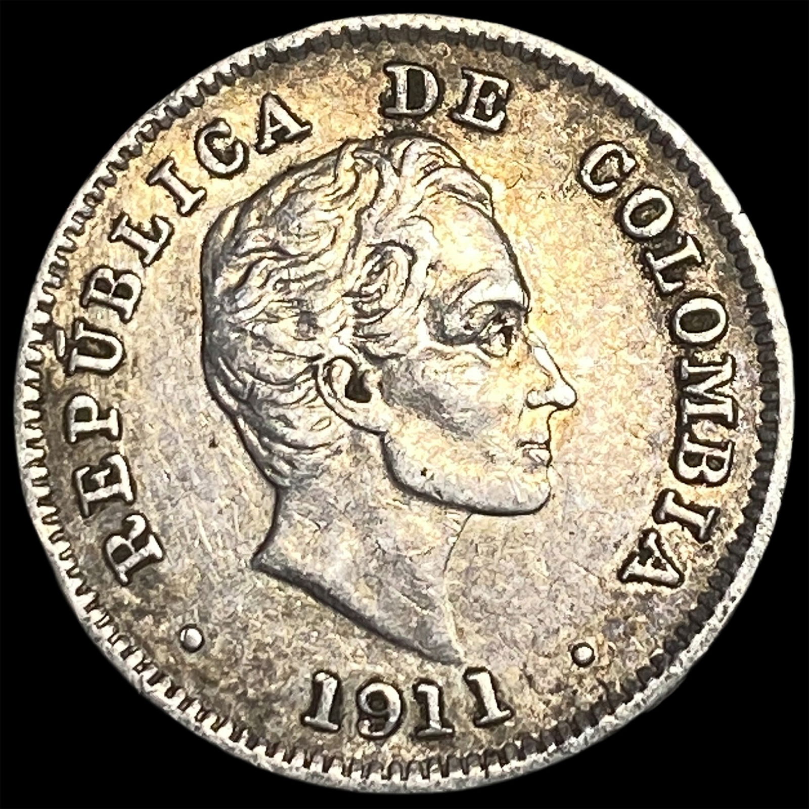1911 Colombia SIlver 10 Centavos HIGH GRADE (1 of 2)