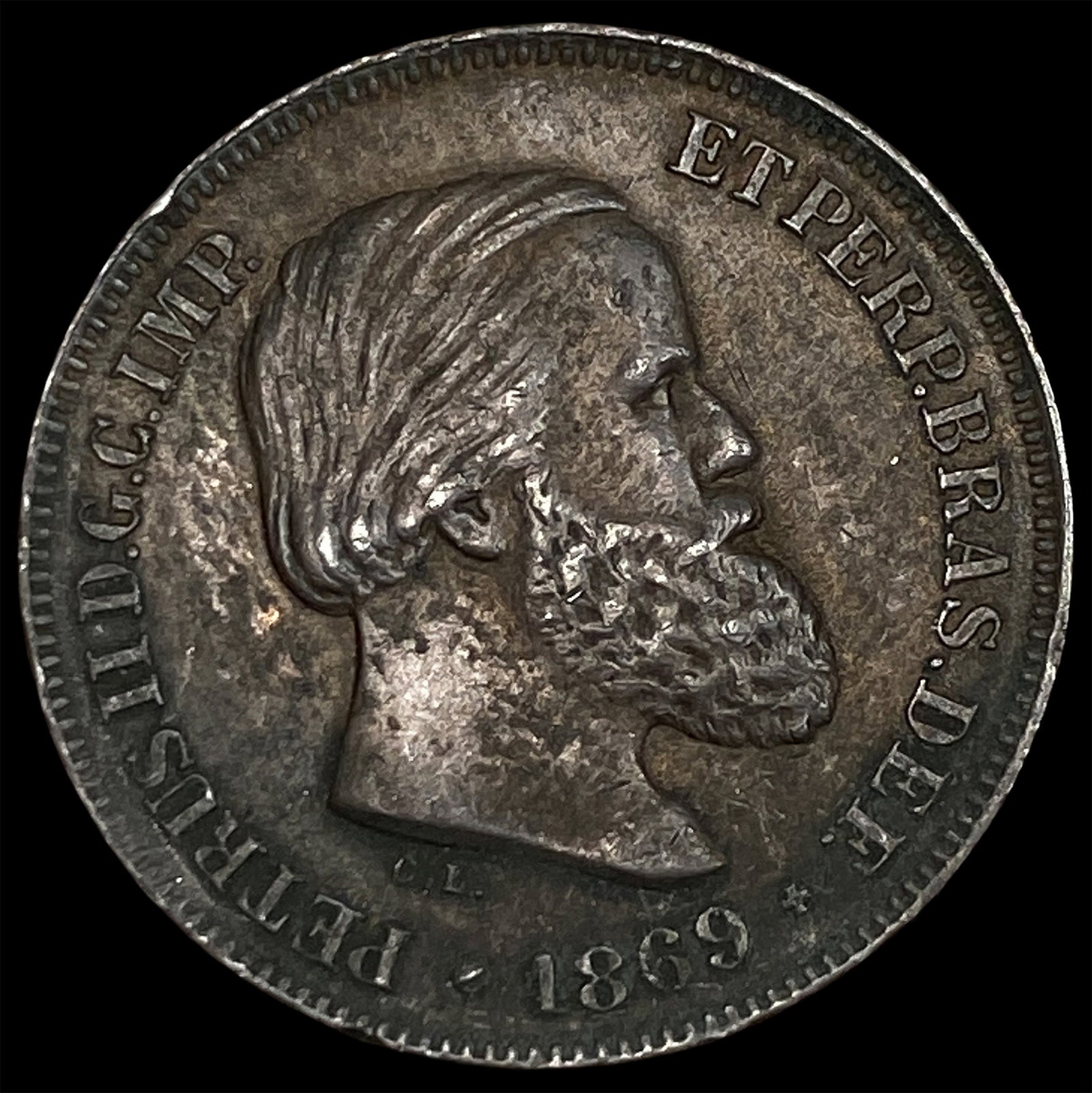 1869 Brazil Copper 10 Reis CHOICE AU (1 of 2)