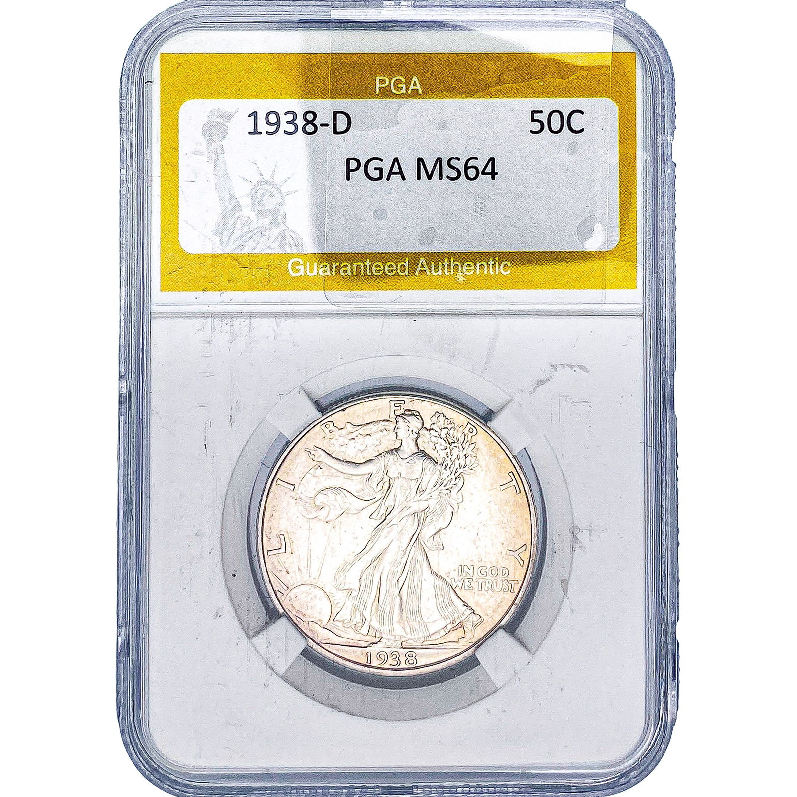 1938-D Walking Liberty Half Dollar PGA MS64: 1938-D Walking Liberty Half Dollar PGA MS64