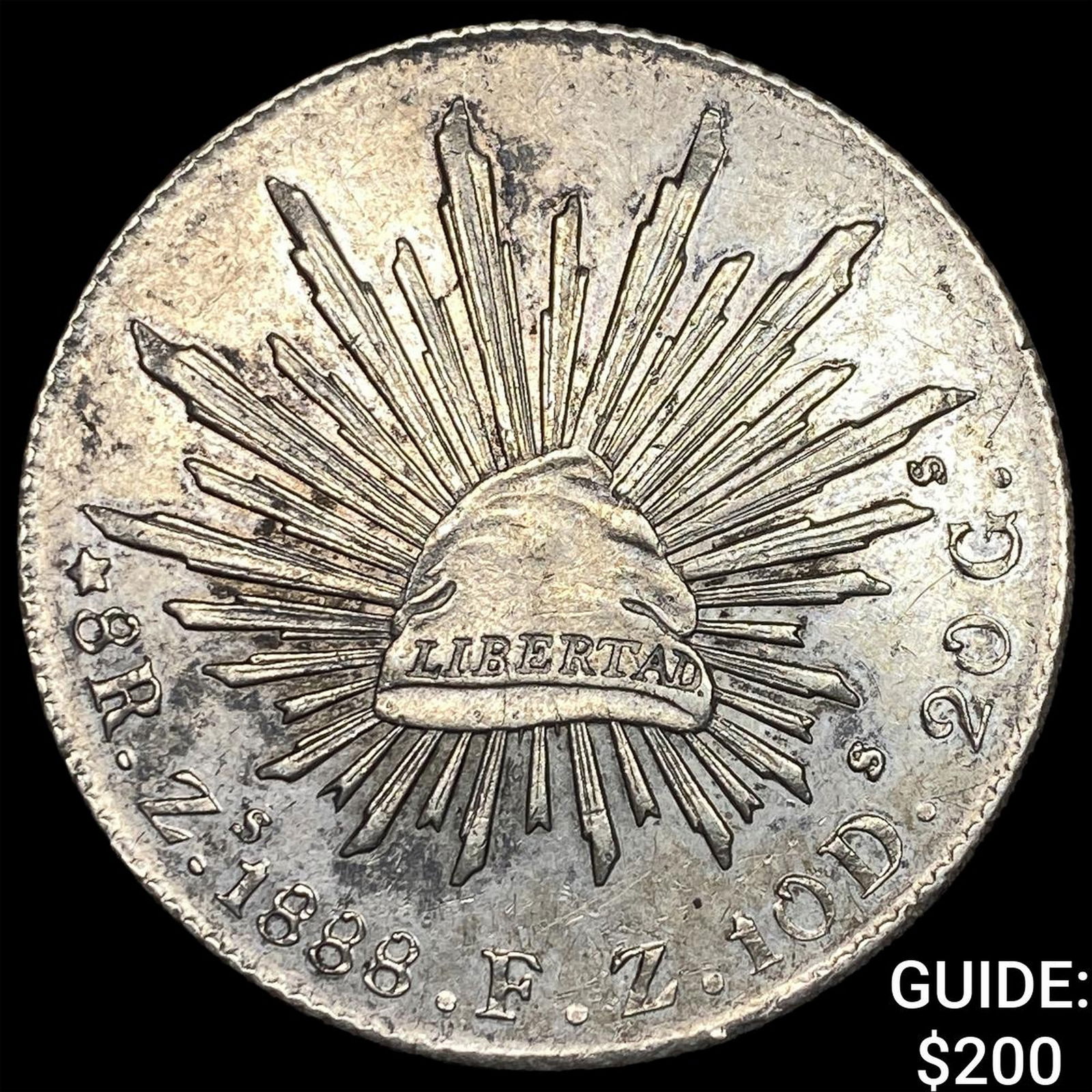 1888 Mexico Silver 8 Reales CLOSELY UNCIRCULATED: 1888 Mexico Silver 8 Reales CLOSELY UNCIRCULATED